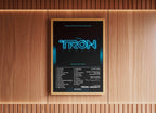Affiche Tron Legacy encadrée sur mur en bois, fait en France, livraison gratuite 48h, cadeau Noël idéal