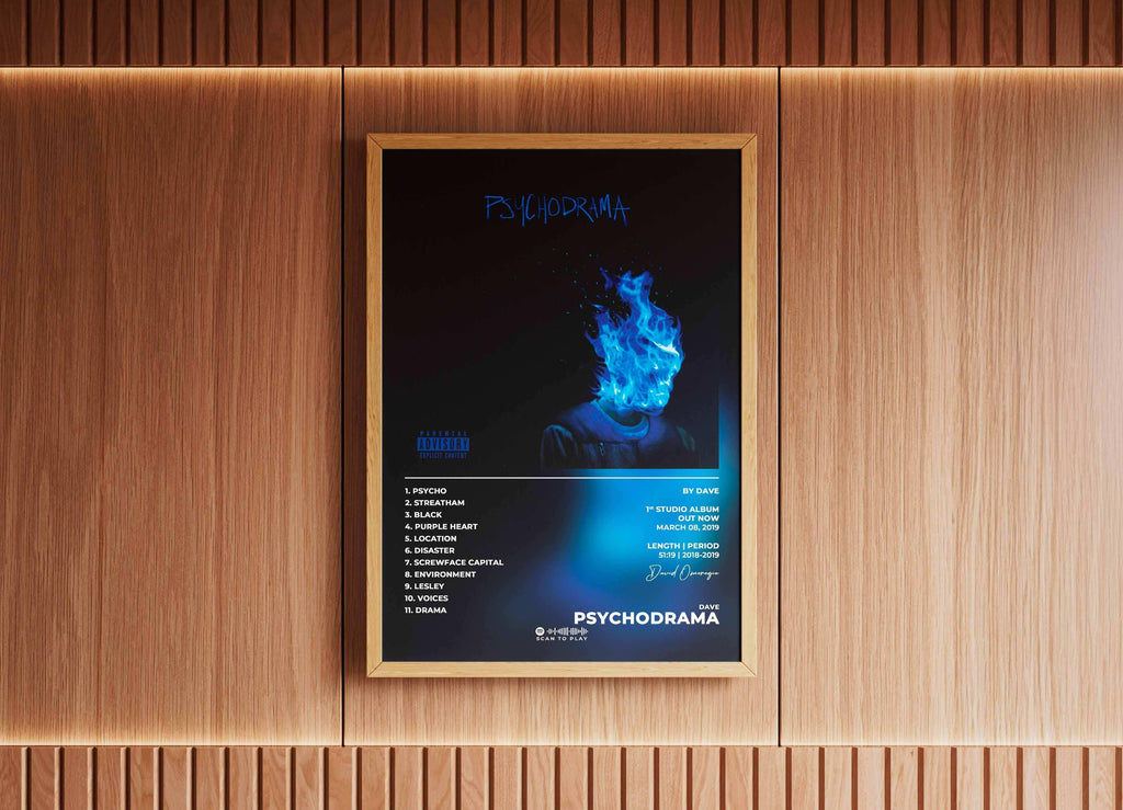 Affiche encadrée album Psychodrama accrochée, fait en France, livraison 48h gratuite, cadeau idéal Noël