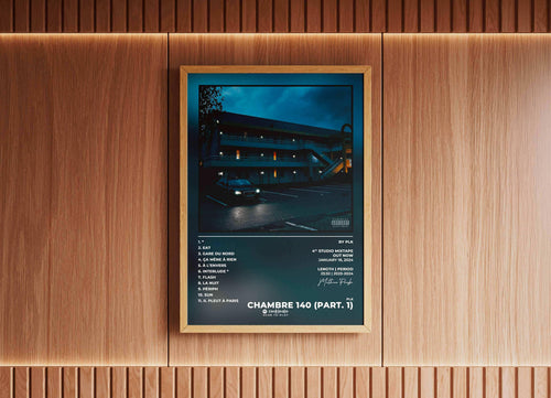 Affiche encadrée d’un album accrochée sur mur bois, fait en France, livraison 48h gratuite, cadeau Noël idéal