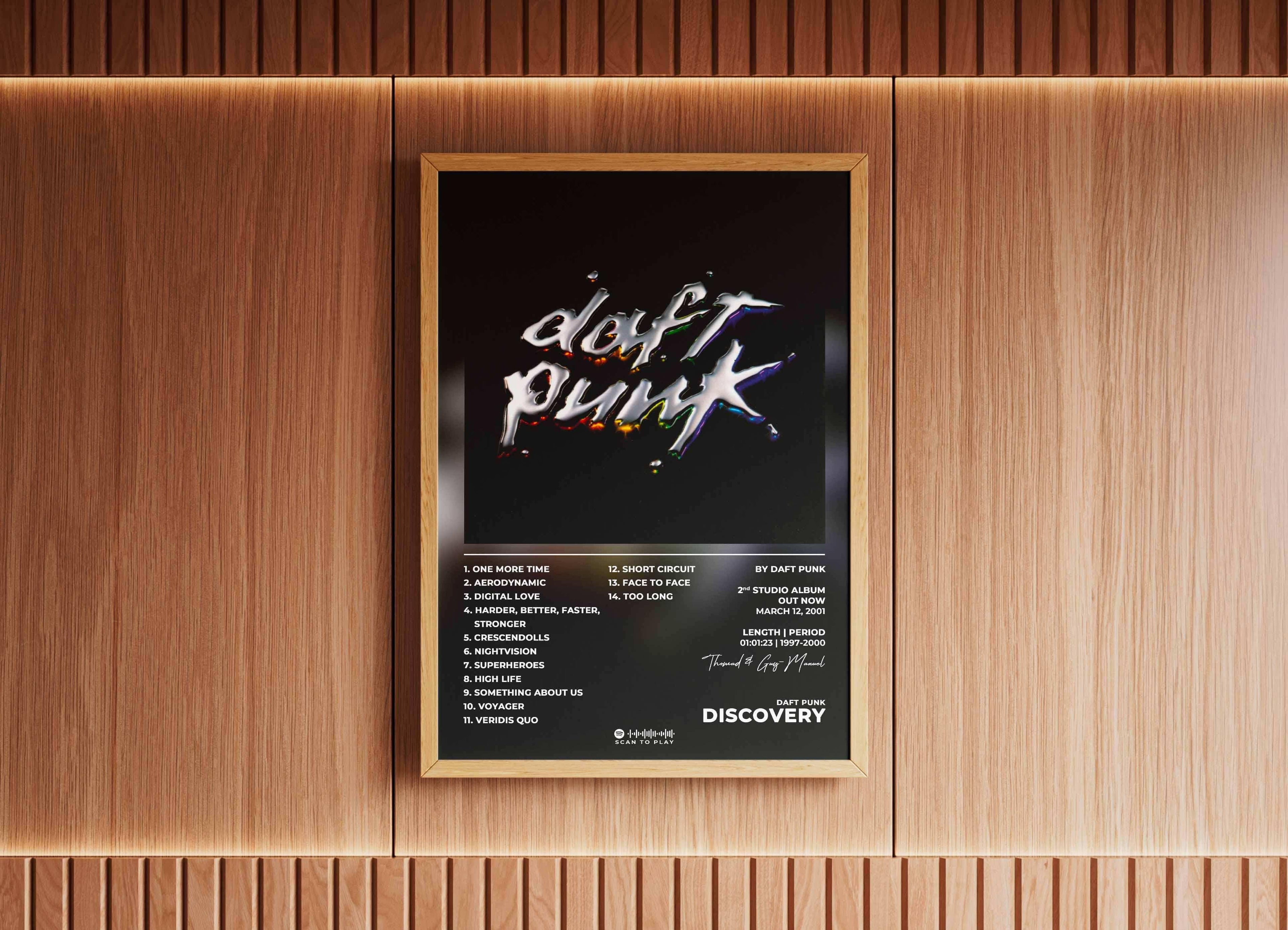 Affiche Daft Punk Discovery encadrée, fait en France, livraison gratuite 48h, cadeau Noël idéal