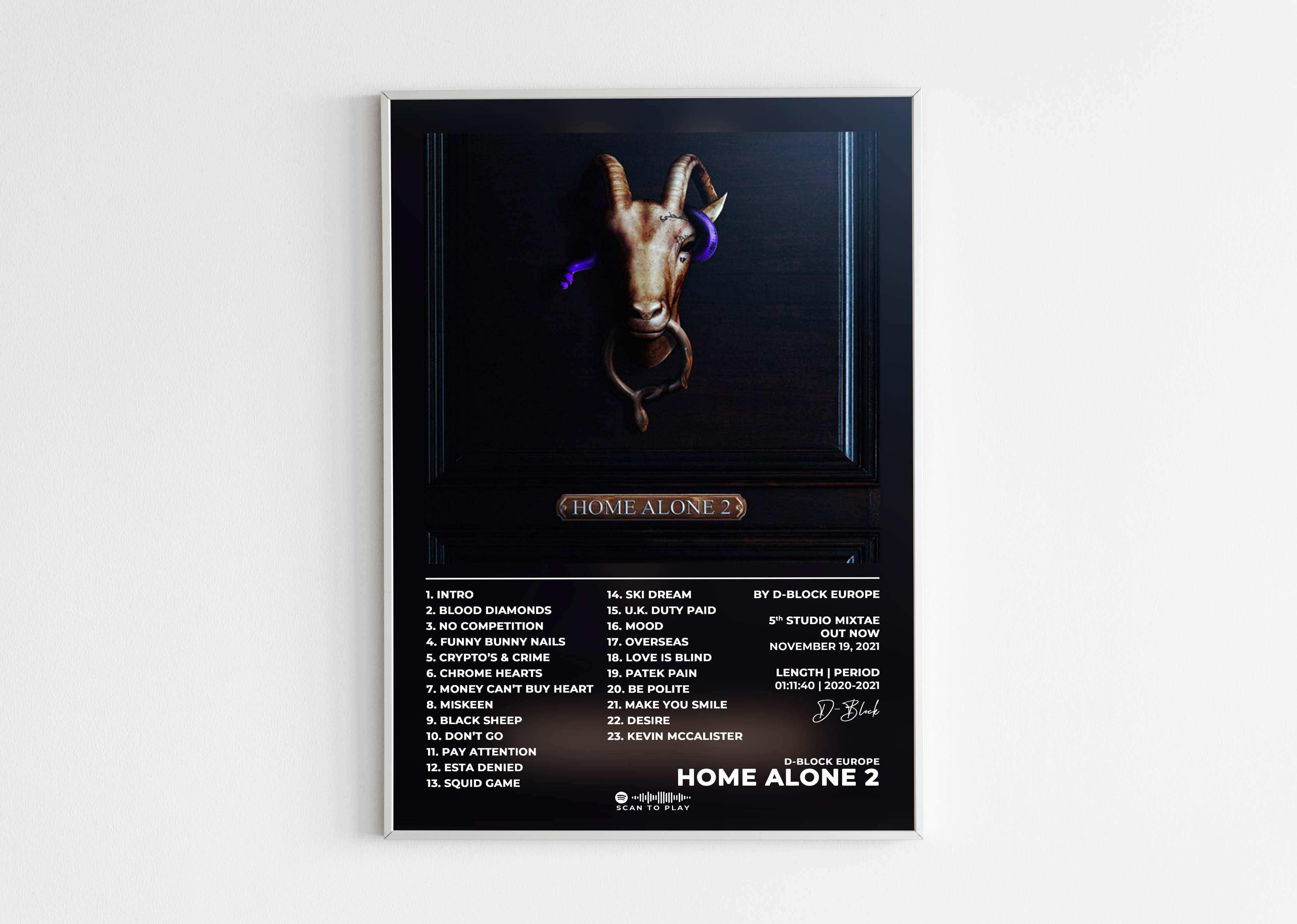 Affiche Home Alone 2 avec bélier, titres de chansons, fait en France, livraison gratuite 48h, cadeau idéal Noël