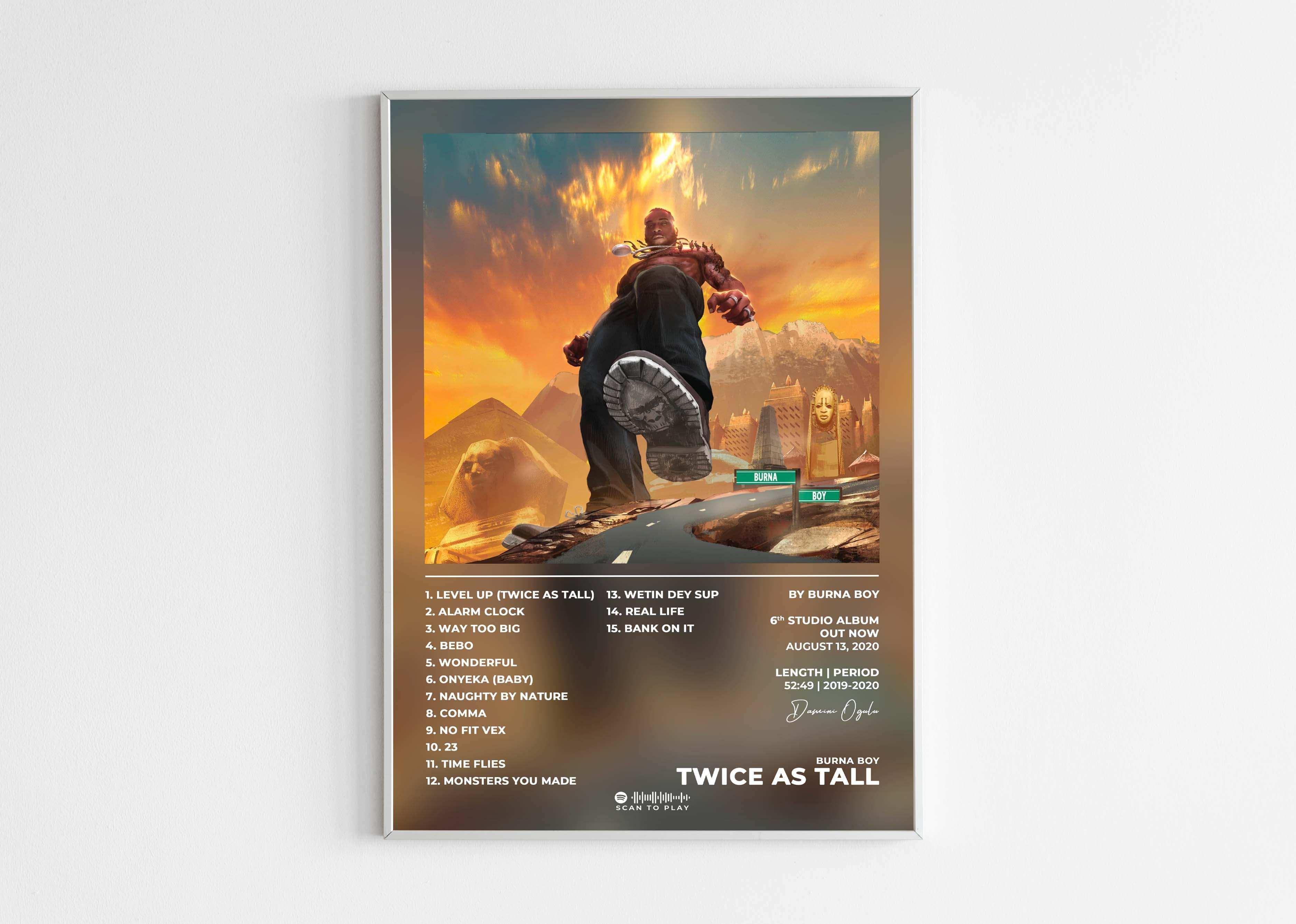 Affiche album Burna Boy Twice As Tall décor pyramides, fait en France, livraison gratuite 48h, cadeau idéal Noël