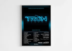 Affiche encadrée Tron Legacy posée sur un mur blanc, fait en France, livraison gratuite 48h, cadeau idéal pour Noël.