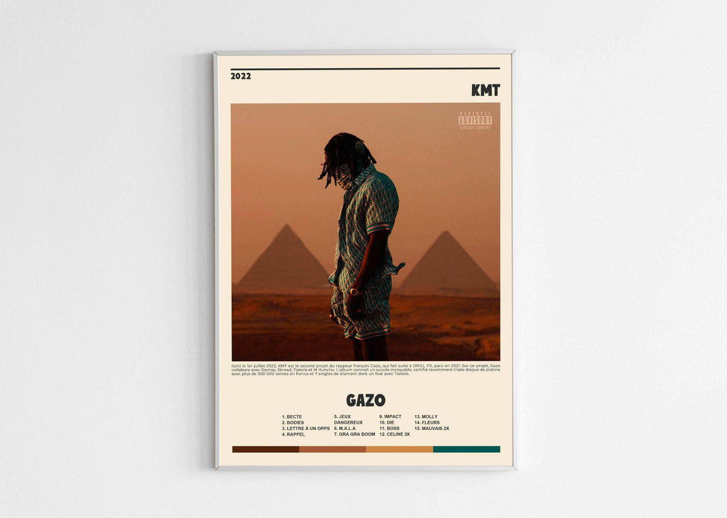Affiche album Gazo devant pyramides, fait en France, livraison gratuite 48h, idéal Noël