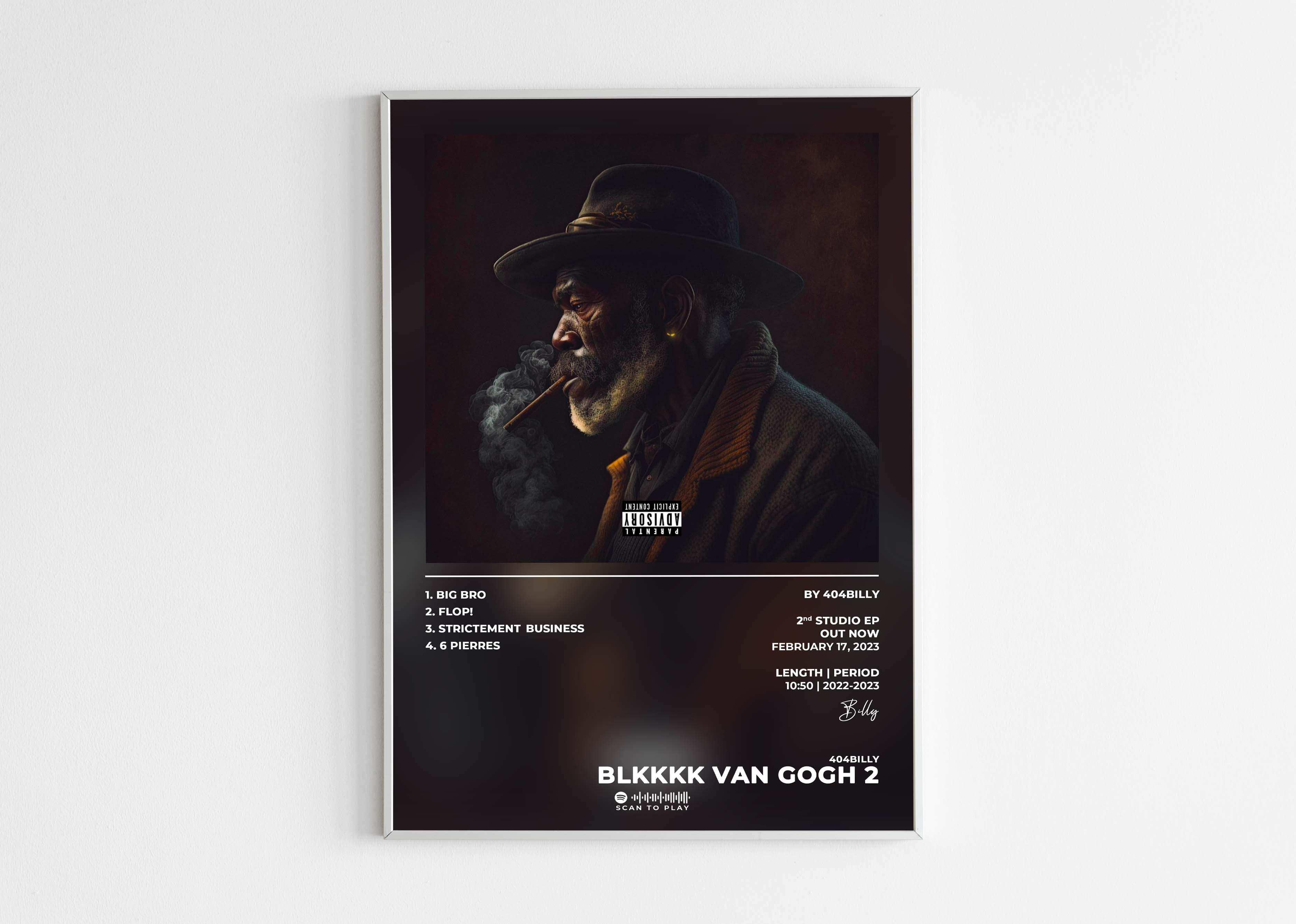 Affiche d’un homme âgé de profil fumant un cigare, fait en France, livraison gratuite 48h, cadeau idéal Noël