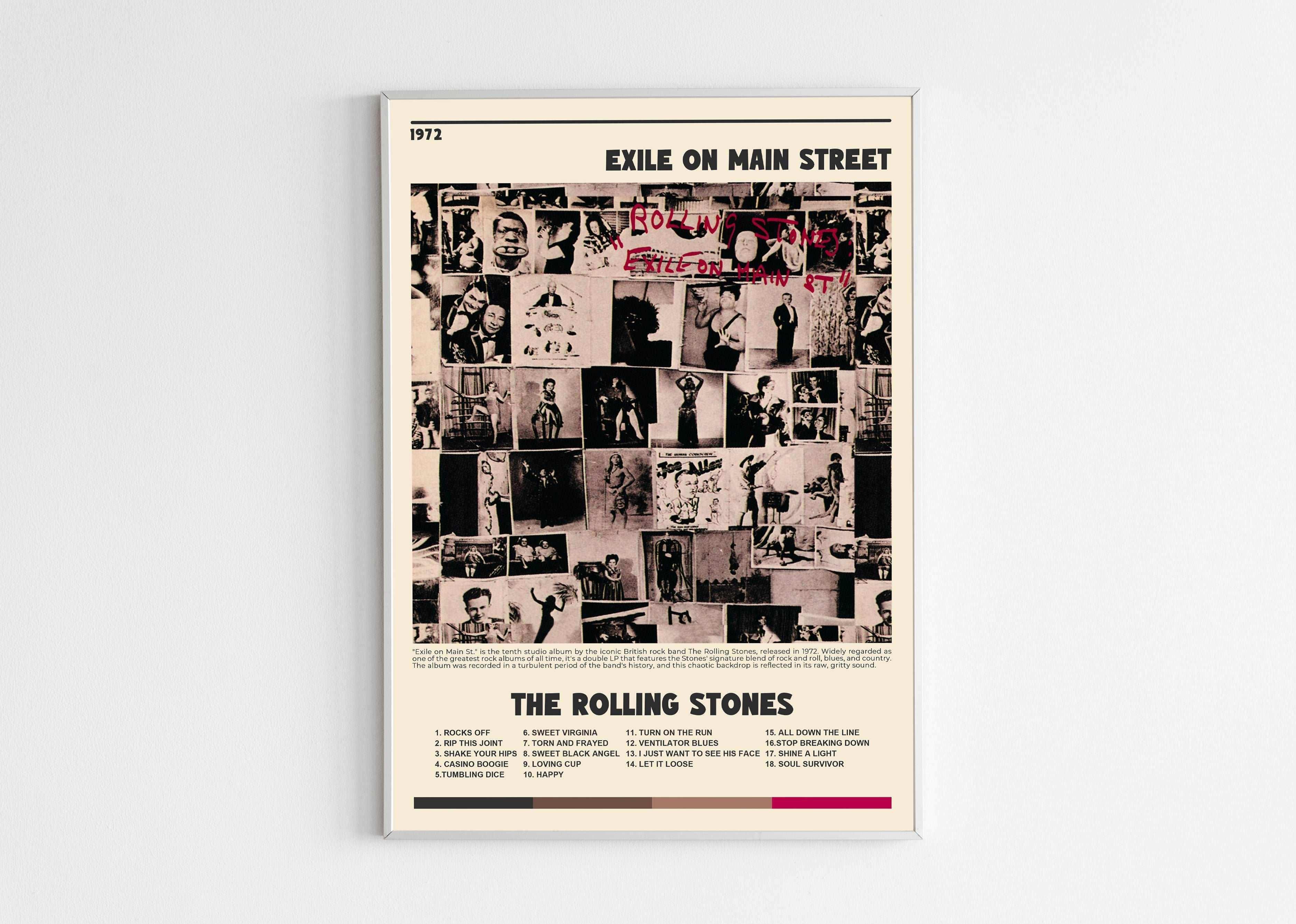 Affiche Exile On Main Street The Rolling Stones sur mur blanc, fait en France, livraison gratuite 48h, cadeau idéal pour Noël