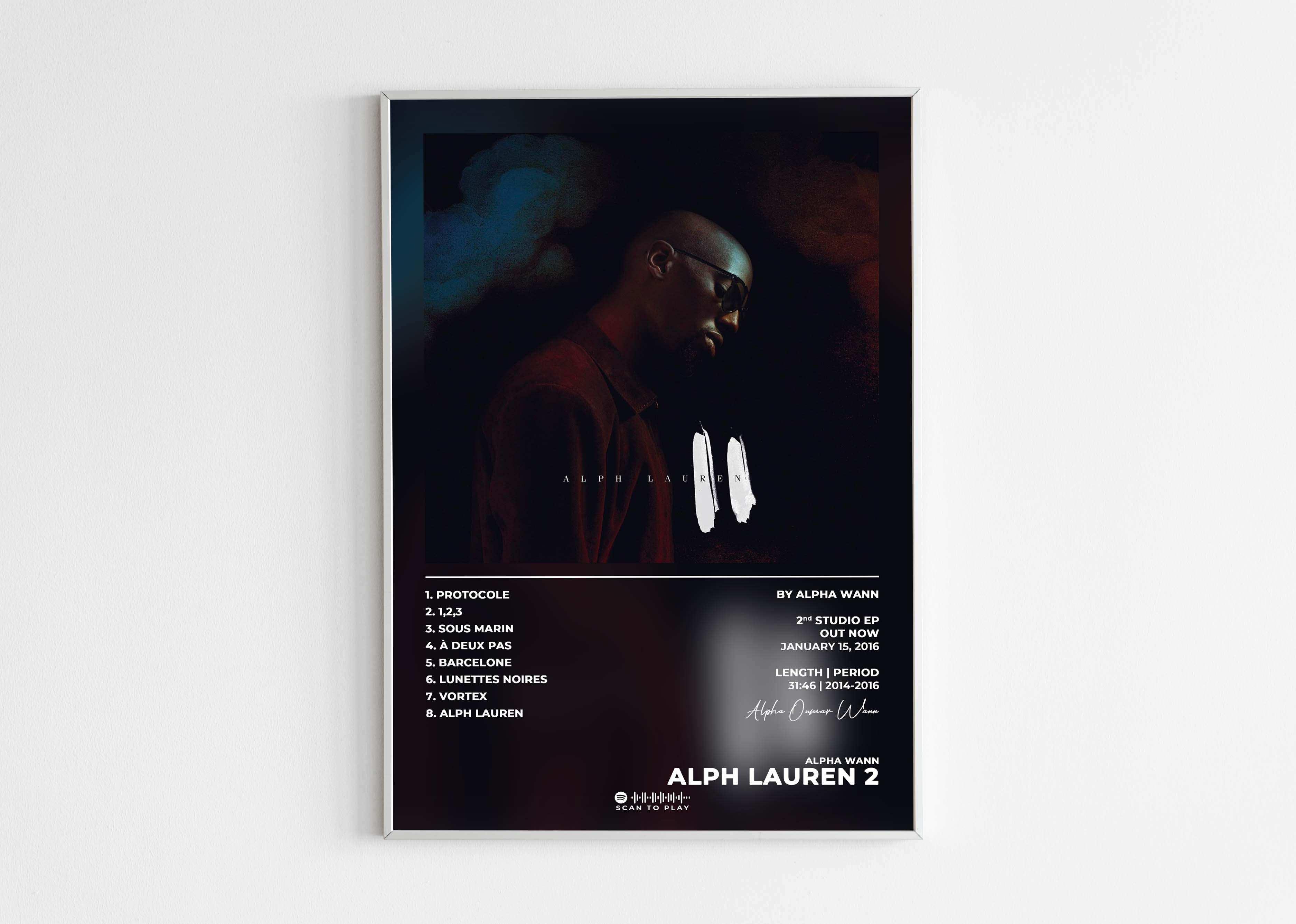 Affiche murale album Alph Lauren 2, fait en France, livraison 48h offerte, cadeau idéal Noël