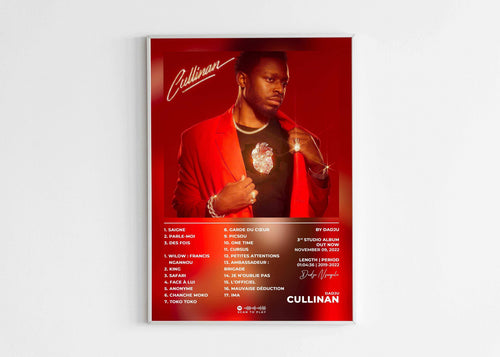 Affiche album Cullinan, homme en veste rouge, fait en France, livraison gratuite 48h, cadeau idéal Noël