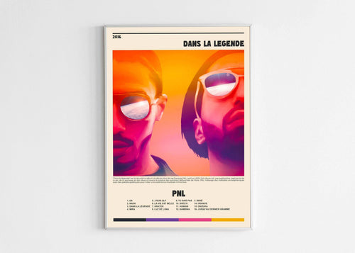 Affiche murale colorée PNL Dans la légende, fait en France, cadeau Noël, livraison gratuite 48h