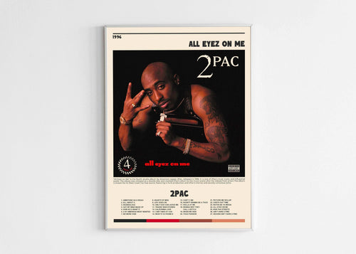 Affiche album 2Pac All Eyez On Me, fait en France, livraison gratuite 48h, cadeau Noël idéal