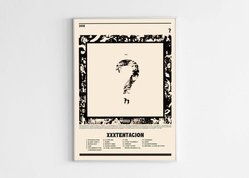 Affiche album XXXTentacion avec point d'interrogation, fait en France, livraison 48h, cadeau idéal Noël