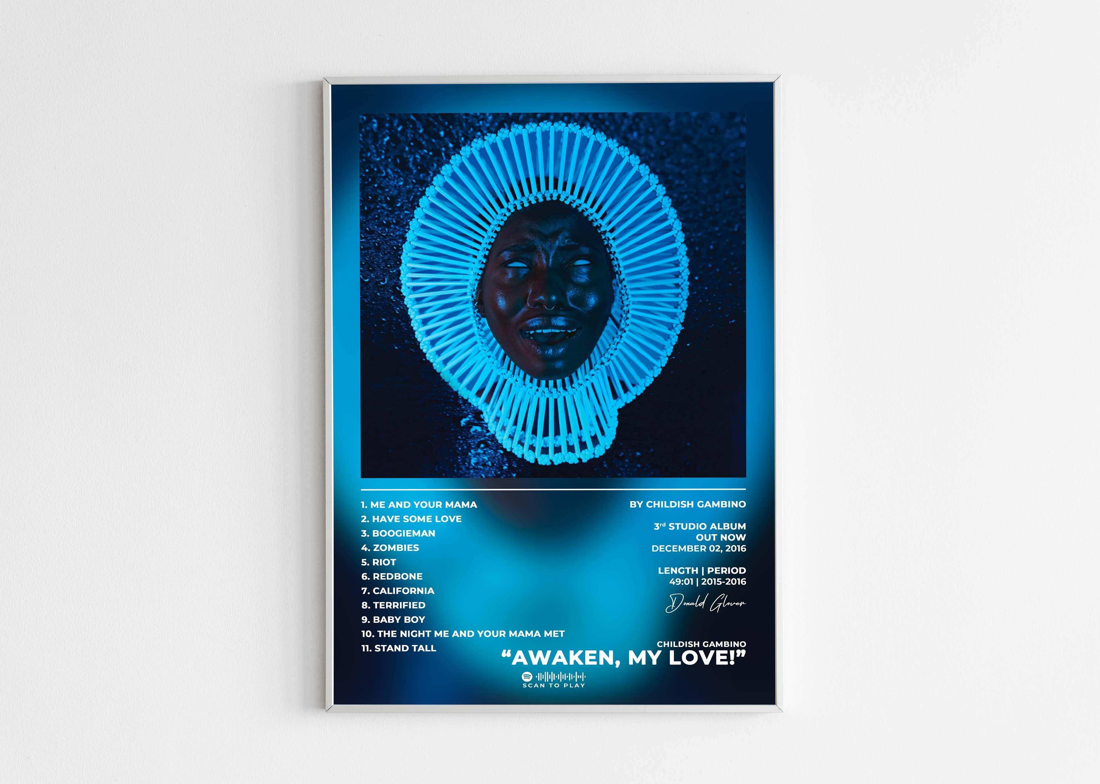 Affiche encadrée d’un visage entouré de lumière bleue, faite en France, livraison gratuite 48h, cadeau idéal pour Noel