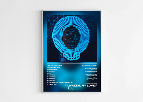 Affiche encadrée d’un visage entouré de lumière bleue, faite en France, livraison gratuite 48h, cadeau idéal pour Noel