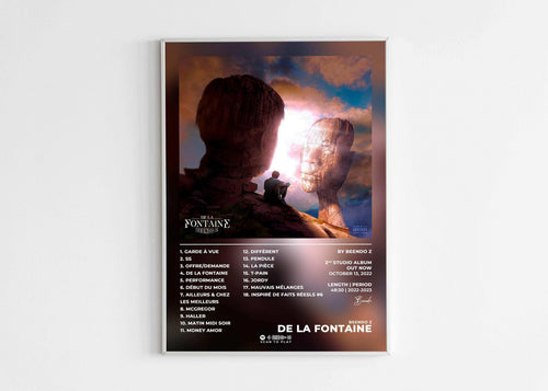 Affiche murale d’album musical DE LA FONTAINE, fait en France, livraison 48h gratuite, cadeau idéal pour Noël