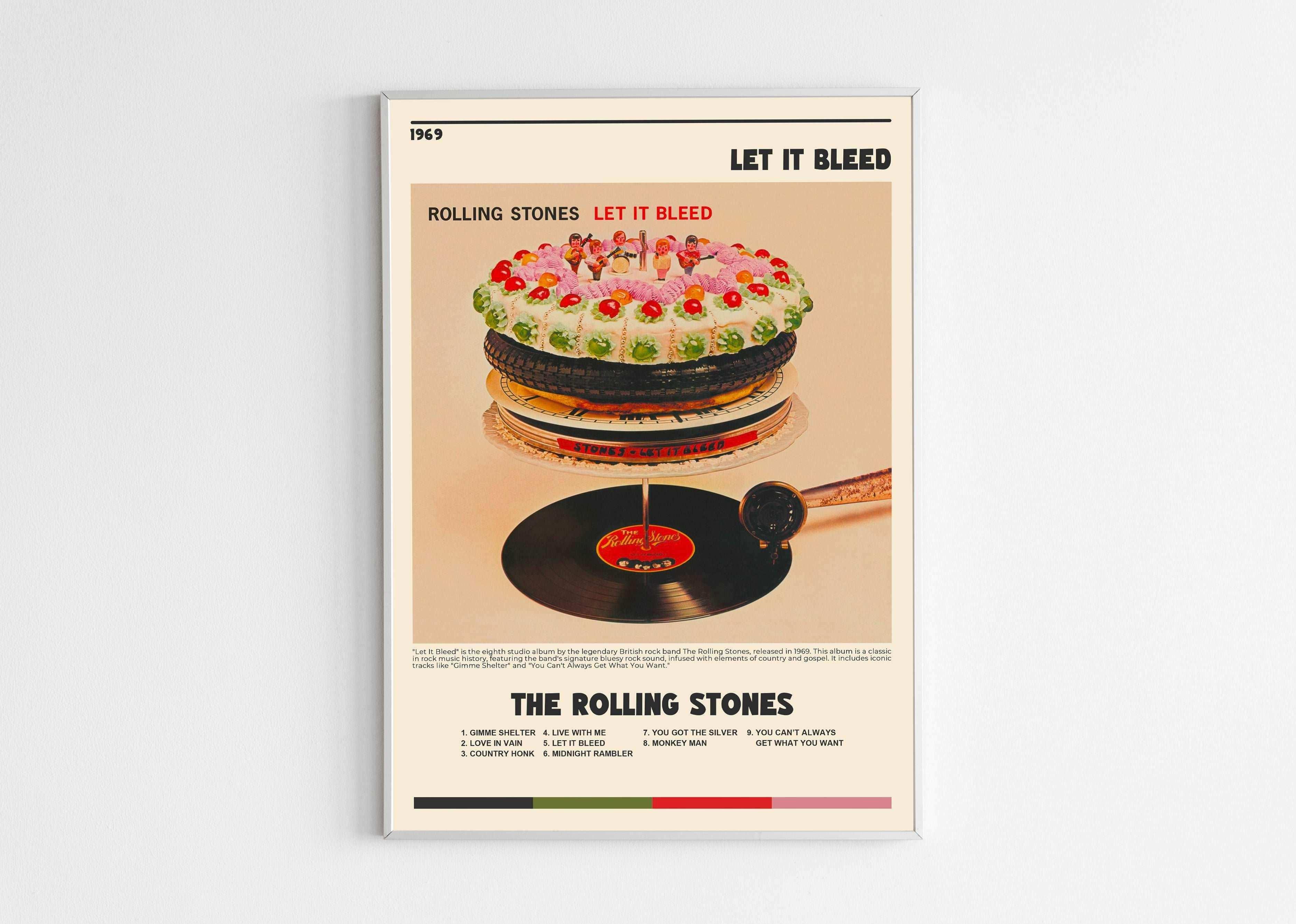 Affiche The Rolling Stones Let It Bleed, fait en France, livraison gratuite 48h, cadeau idéal Noël