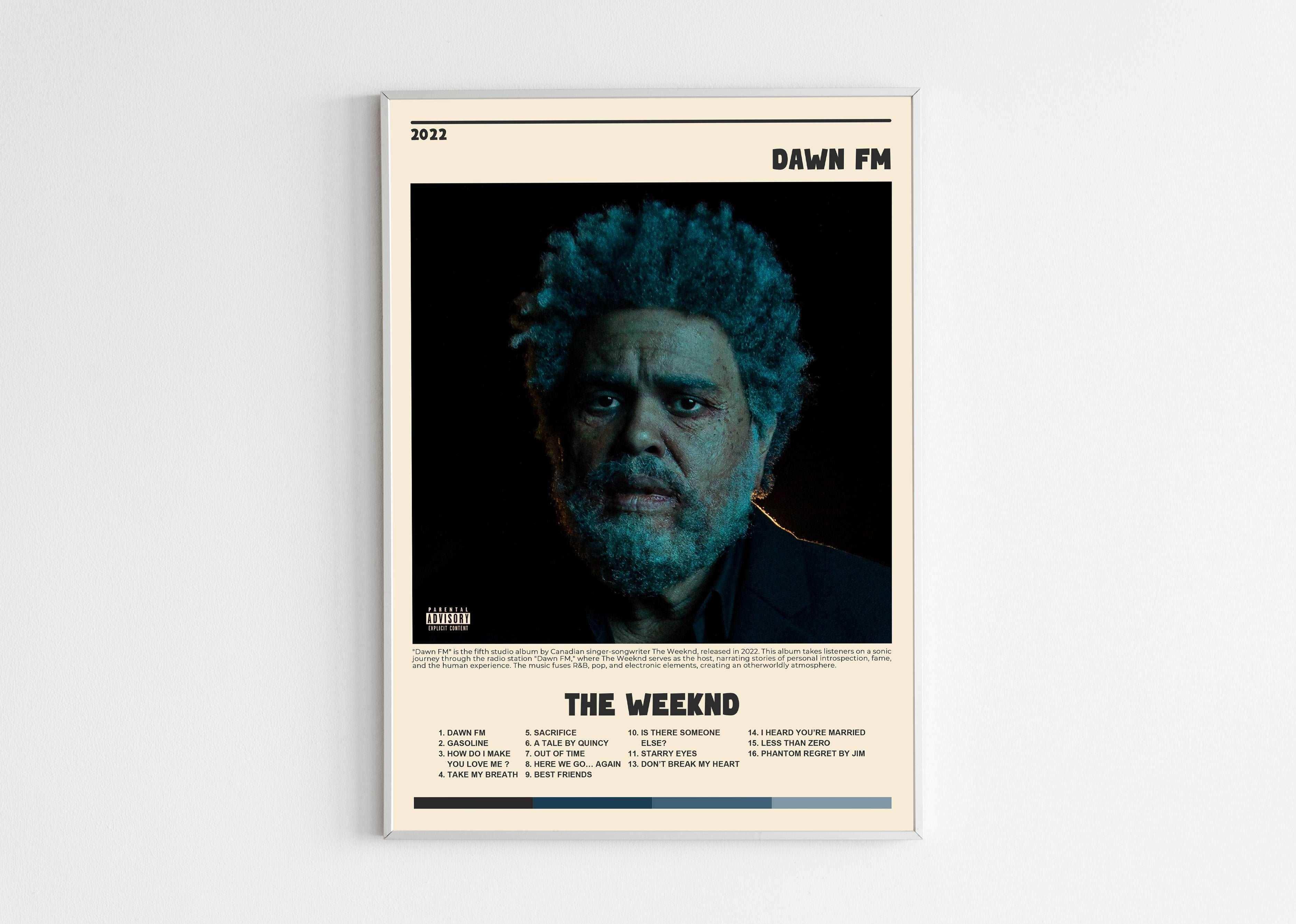 Affiche album The Weeknd Dawn FM accrochée au mur, fait en France, livraison 48h gratuite, cadeau idéal Noël