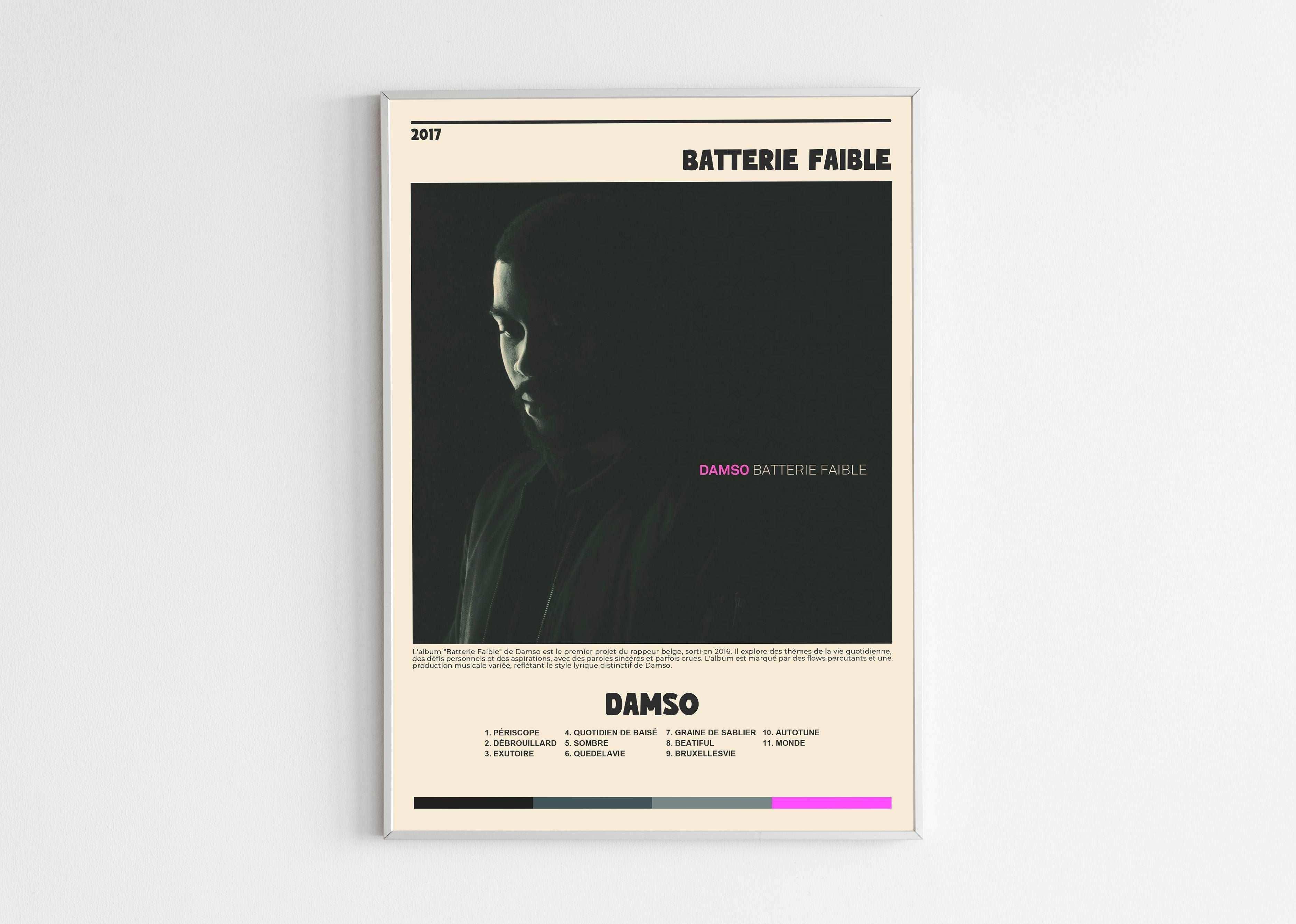 Affiche album Batterie Faible, fait en France, livraison gratuite 48h, cadeau idéal Noël