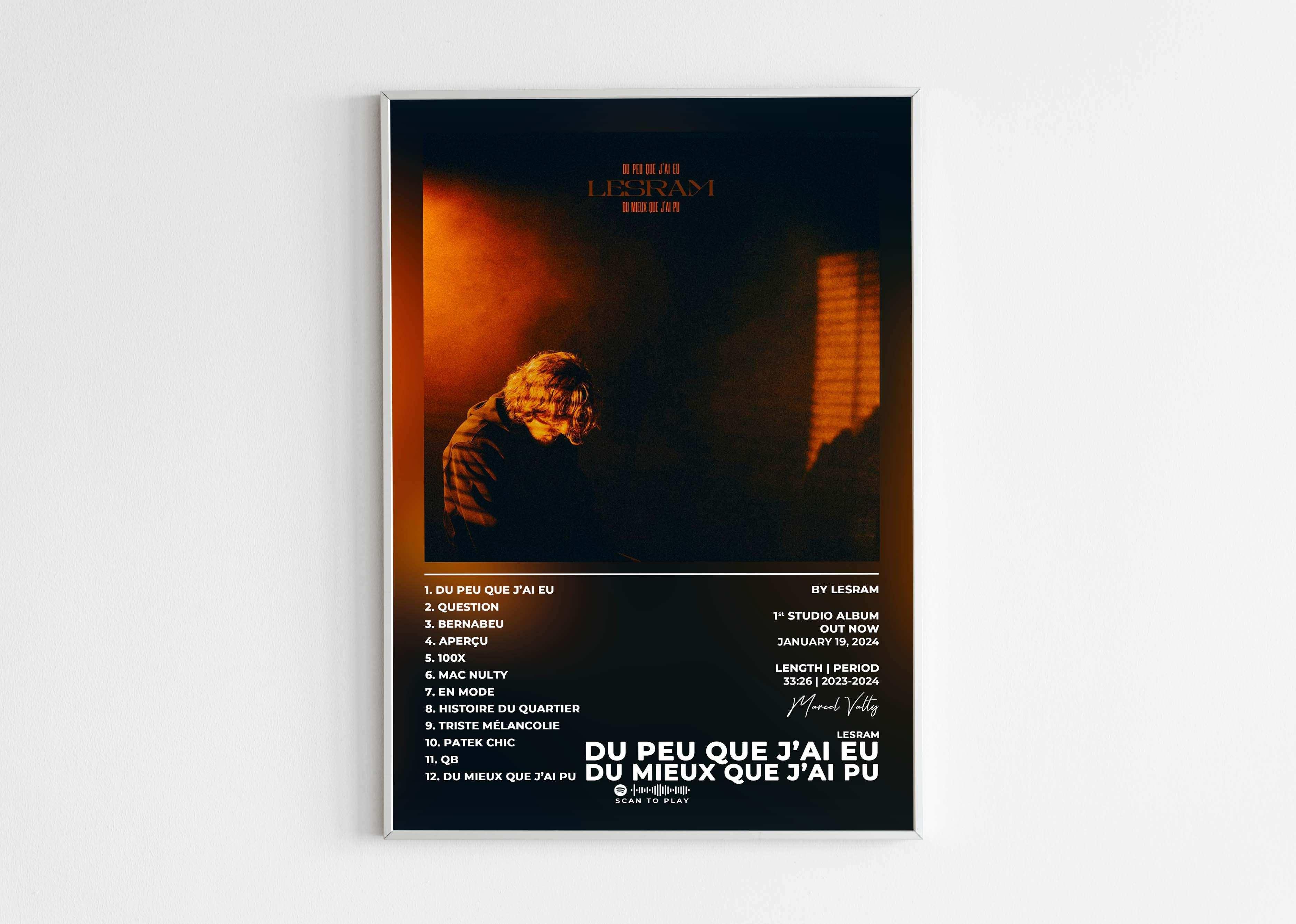 Affiche album Lesram accrochée au mur, fait en France, livraison gratuite 48h, cadeau idéal Noël