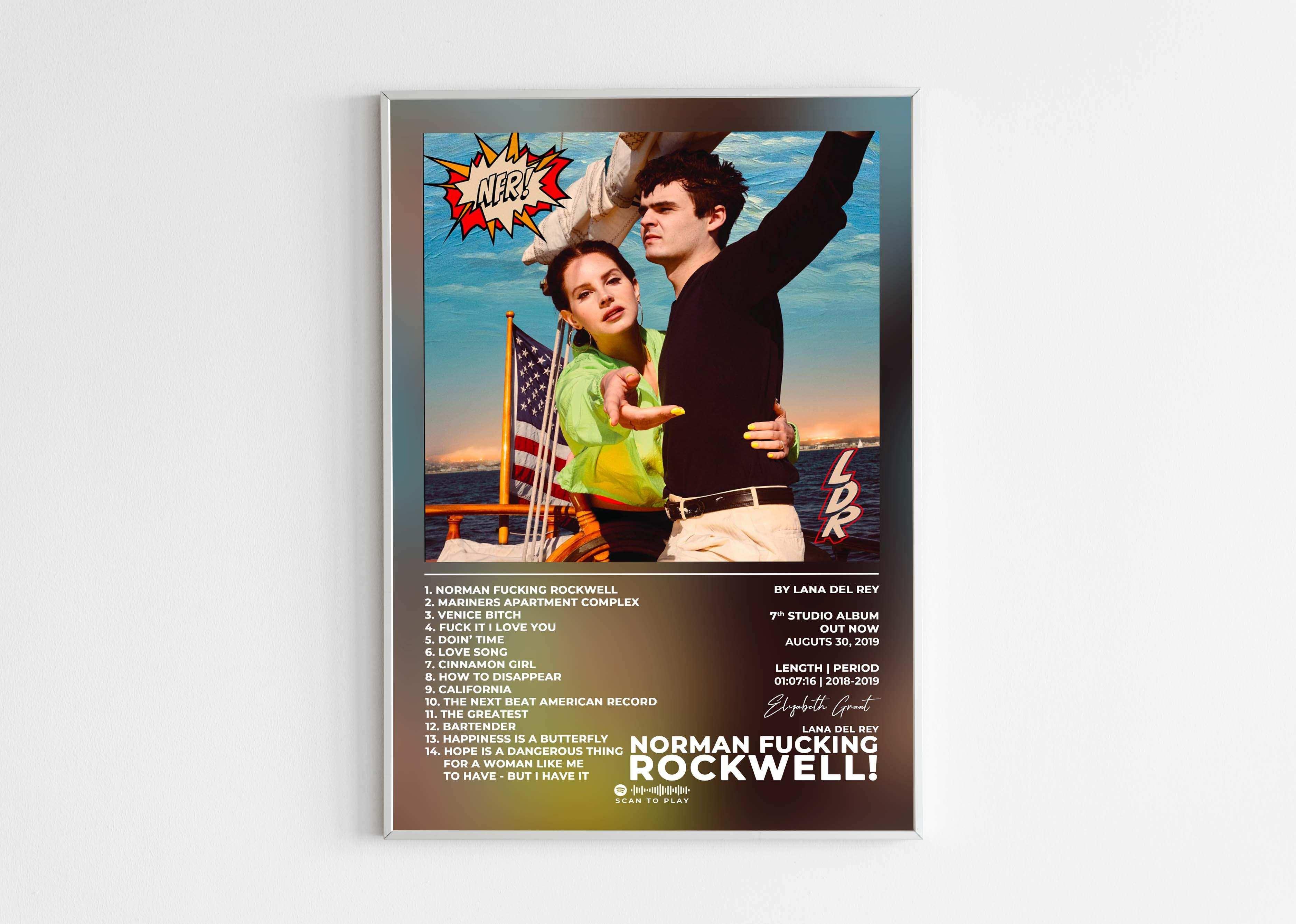 Affiche avec un couple devant un drapeau américain sur un bateau, fait en France, livraison gratuite 48h, cadeau idéal pour Noël.