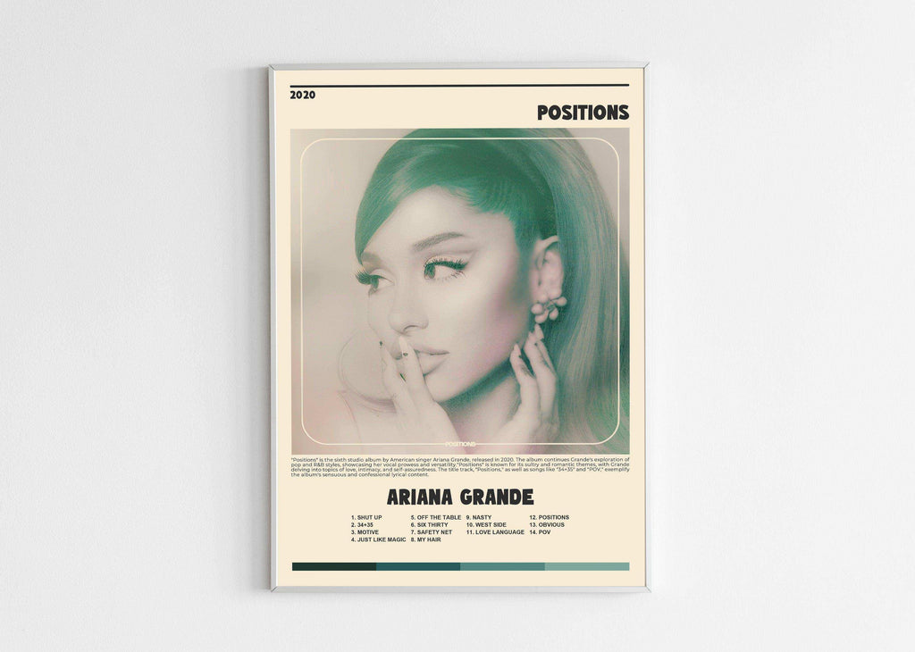 Affiche murale album Positions encadrée, portrait femme, fait en France, livraison gratuite 48h, cadeau idéal Noël