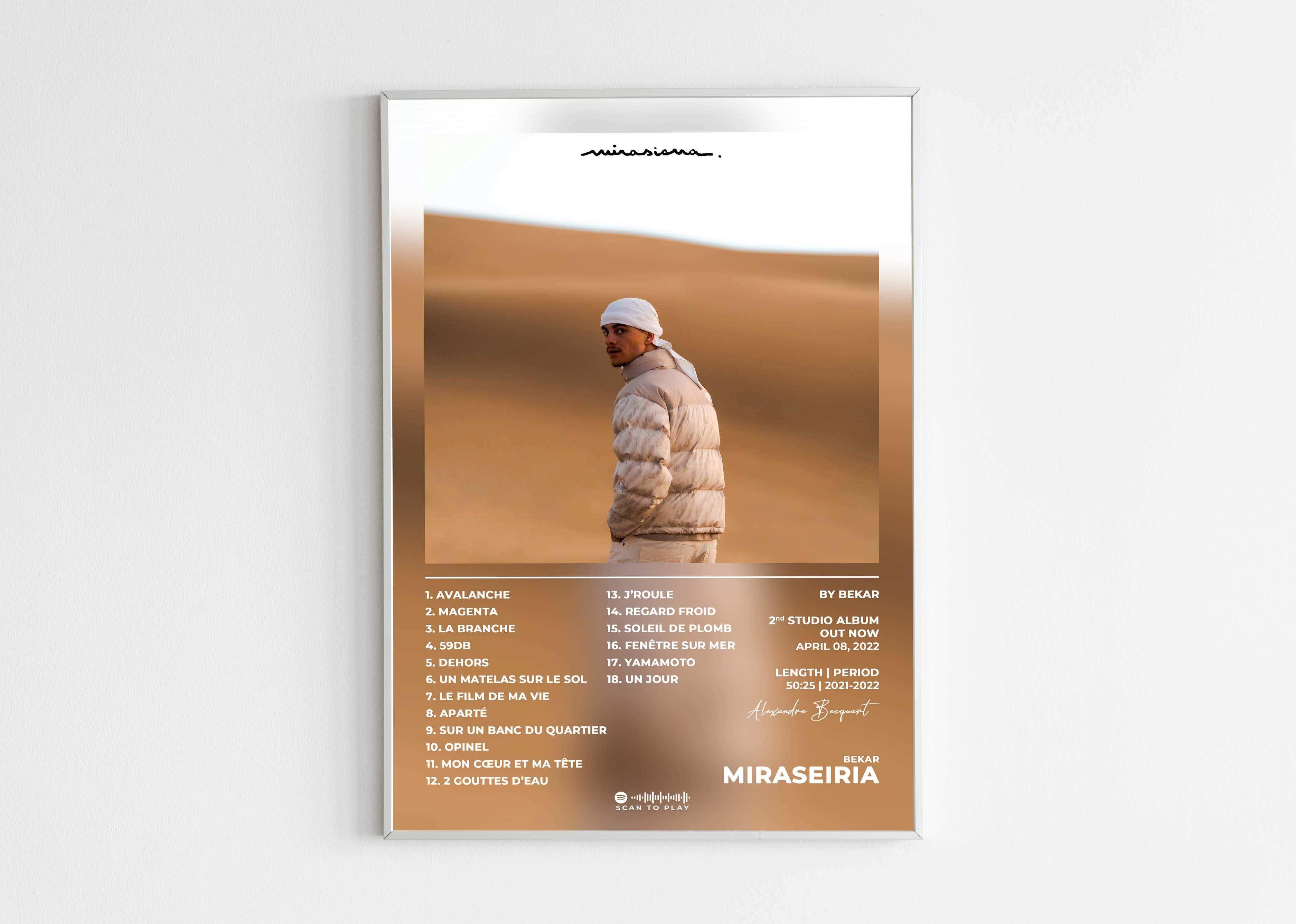Affiche album Miraseiria Bekar, homme dans le désert, fait en France, livraison gratuite 48h, cadeau idéal Noël