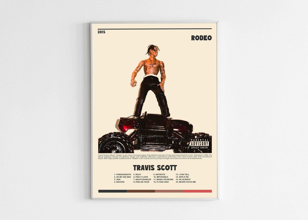 Poster Travis Scott debout sur un quad, fait en France, livraison gratuite 48h, cadeau Noël idéal