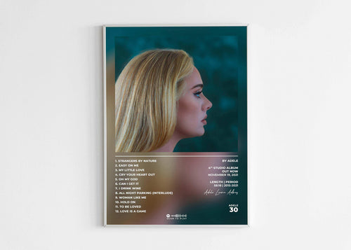 Affiche album femme blonde profil, fait en France, livraison gratuite 48h, cadeau idéal Noël