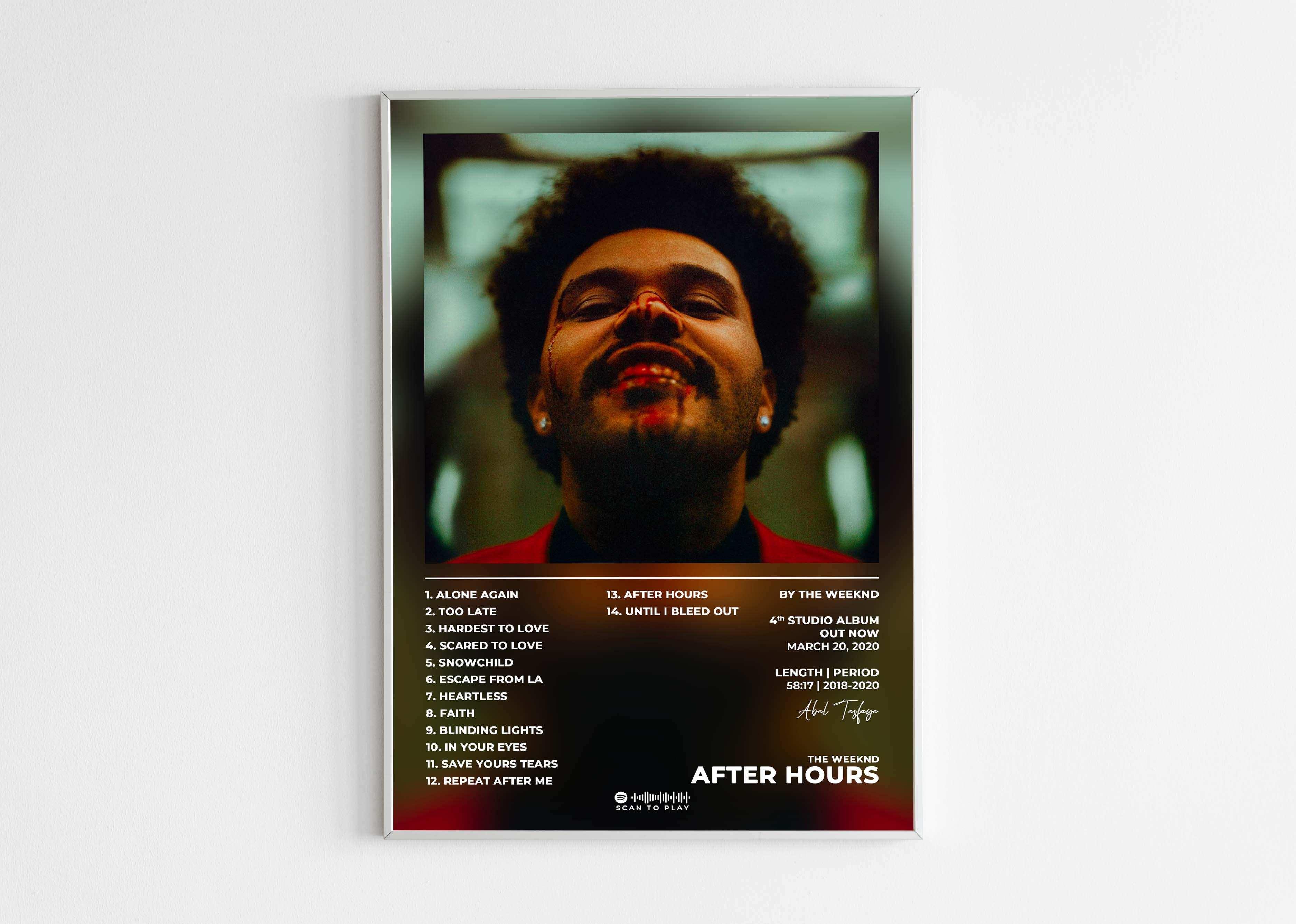 Affiche album The Weeknd After Hours, fait en France, livraison 48h gratuite, cadeau Noël idéal