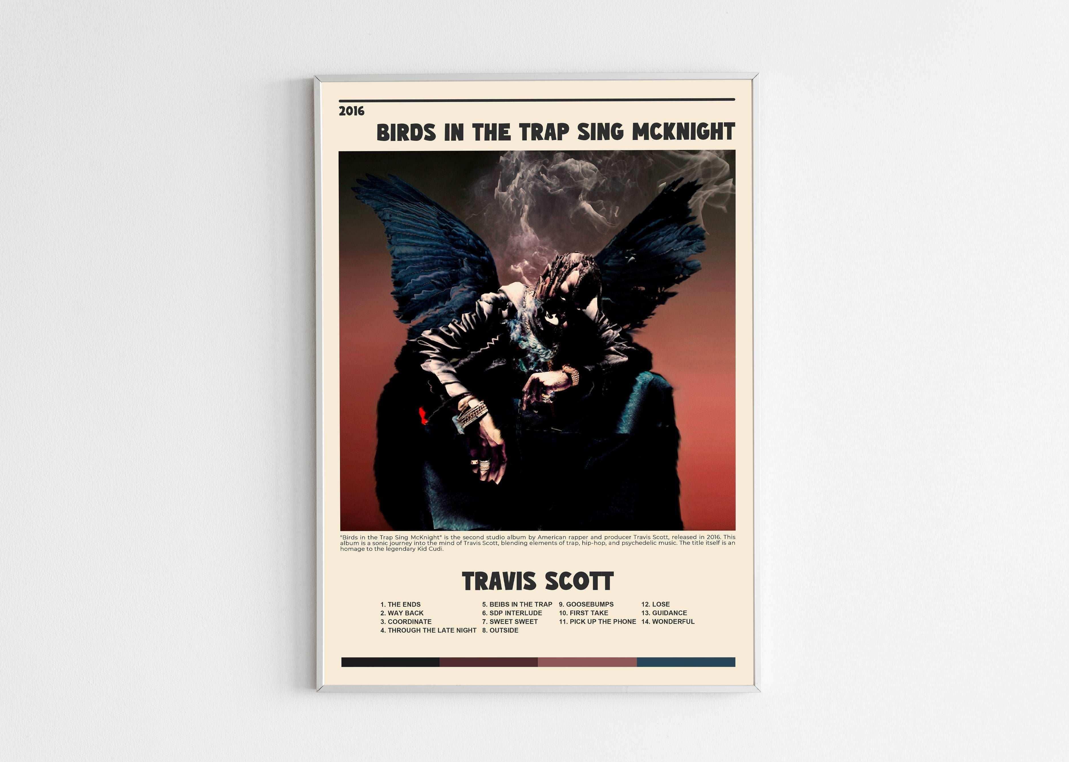 Affiche Birds in the Trap Sing McKnight avec personnage ailé, fait en France, livraison gratuite 48h, cadeau Noël idéal