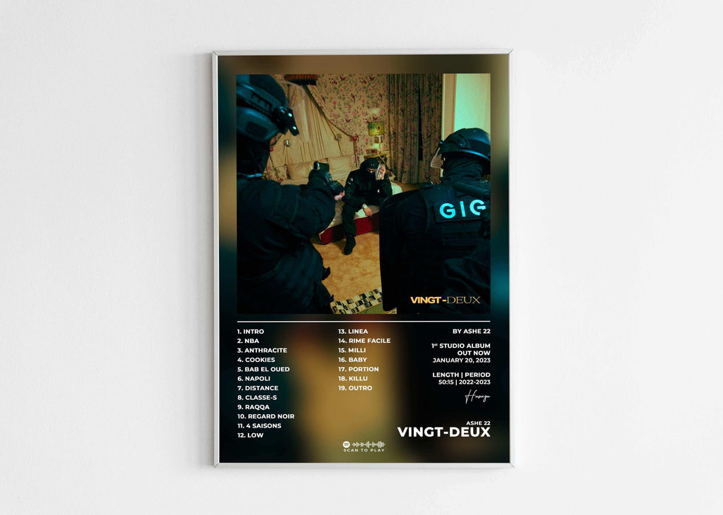 Affiche d'album Vingt-Deux avec GIGN en intervention, fait en France, livraison gratuite 48h, cadeau idéal Noël