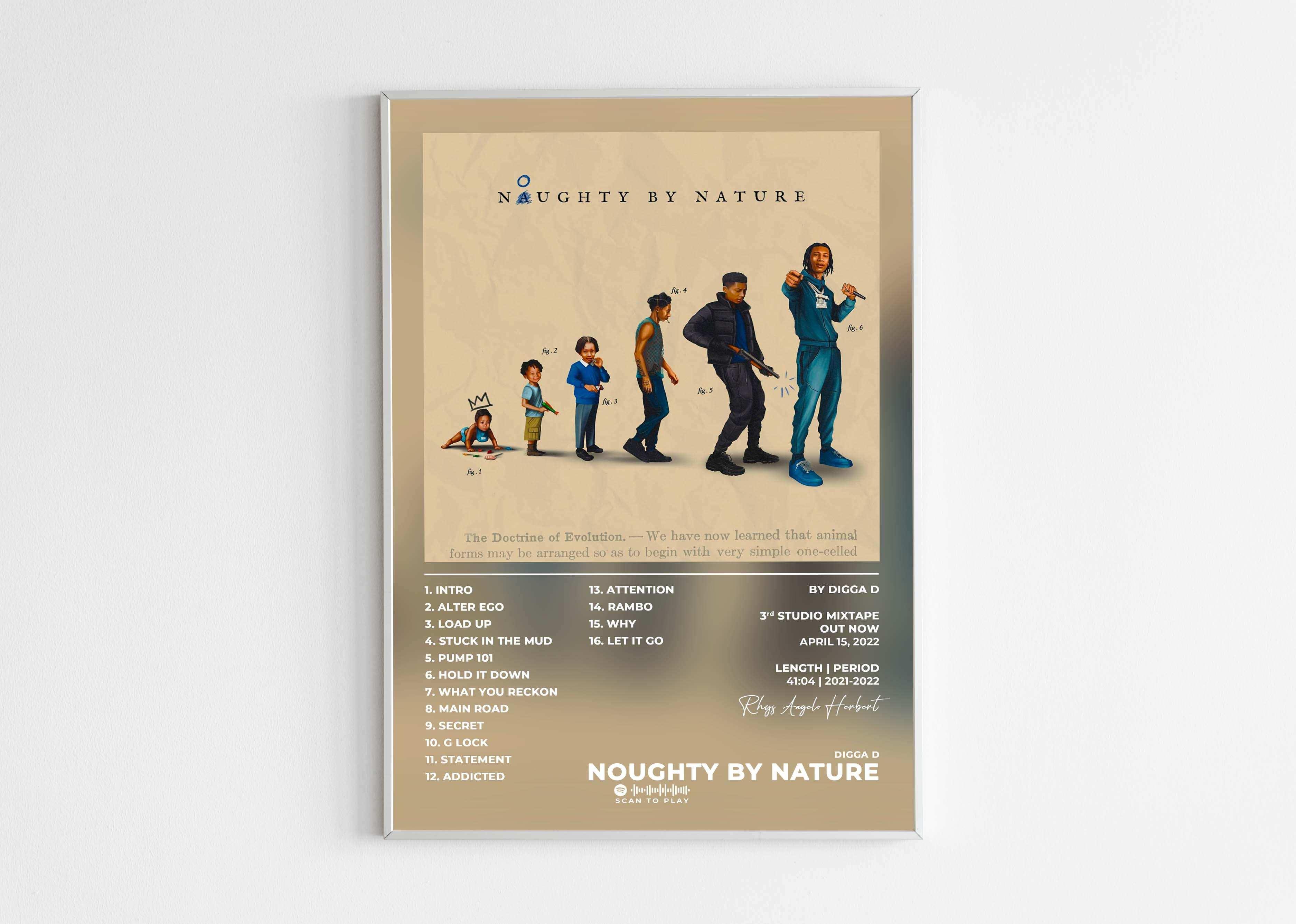 Affiche Noughty by Nature avec évolution d'un garçon, fait en France, livraison gratuite 48h, cadeau idéal pour Noël