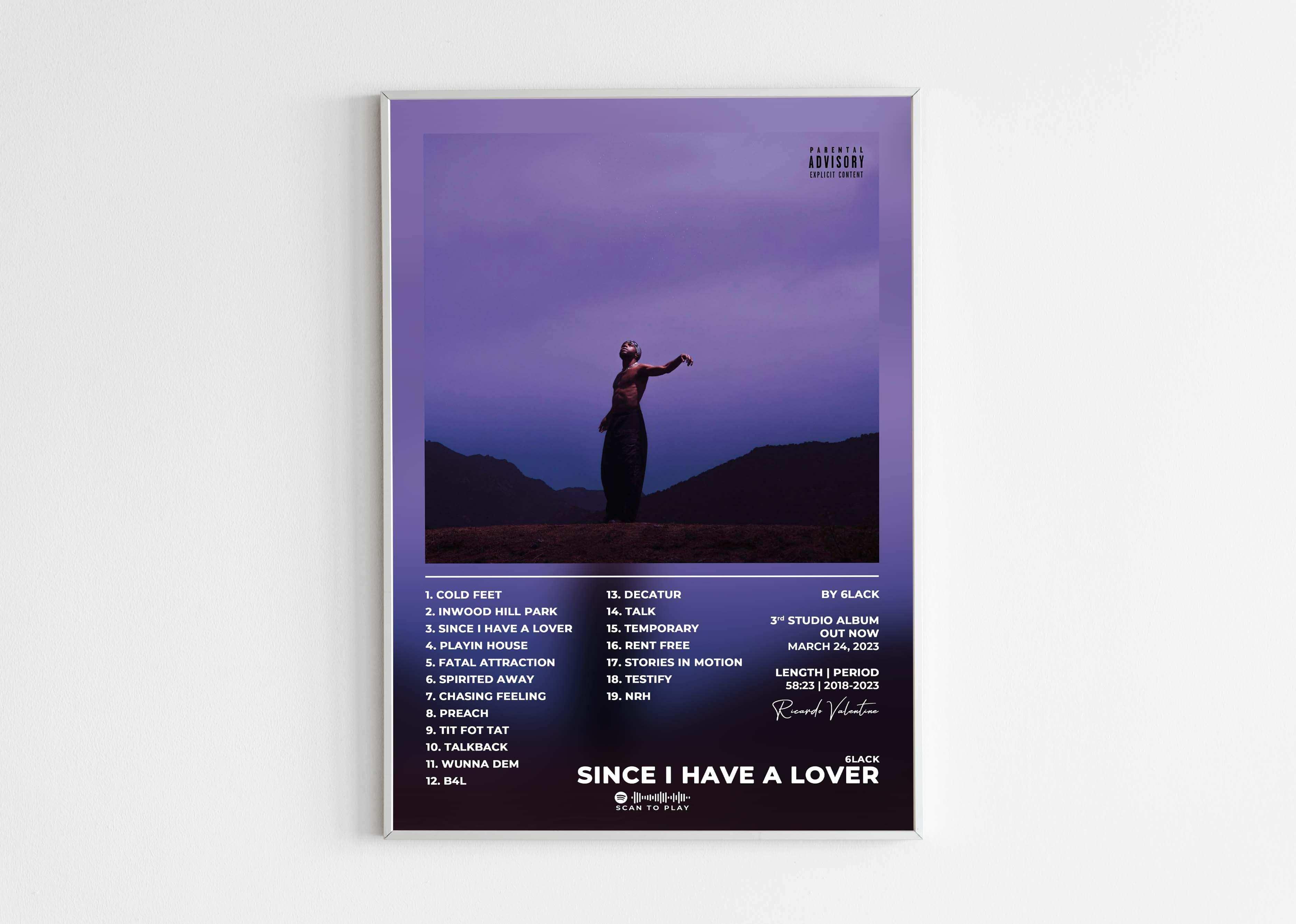 Affiche album Since I Have a Lover, montagnes en fond, fait en France, livraison gratuite 48h, cadeau idéal Noël