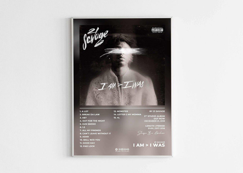 Affiche album avec portrait et titres, fait en France, livraison gratuite 48h, idéal Noël