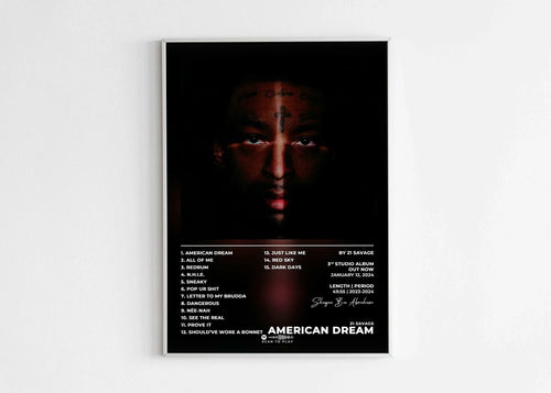 Affiche murale d’un visage sombre, titres d’album, fait en France, livraison gratuite 48h, cadeau idéal Noël