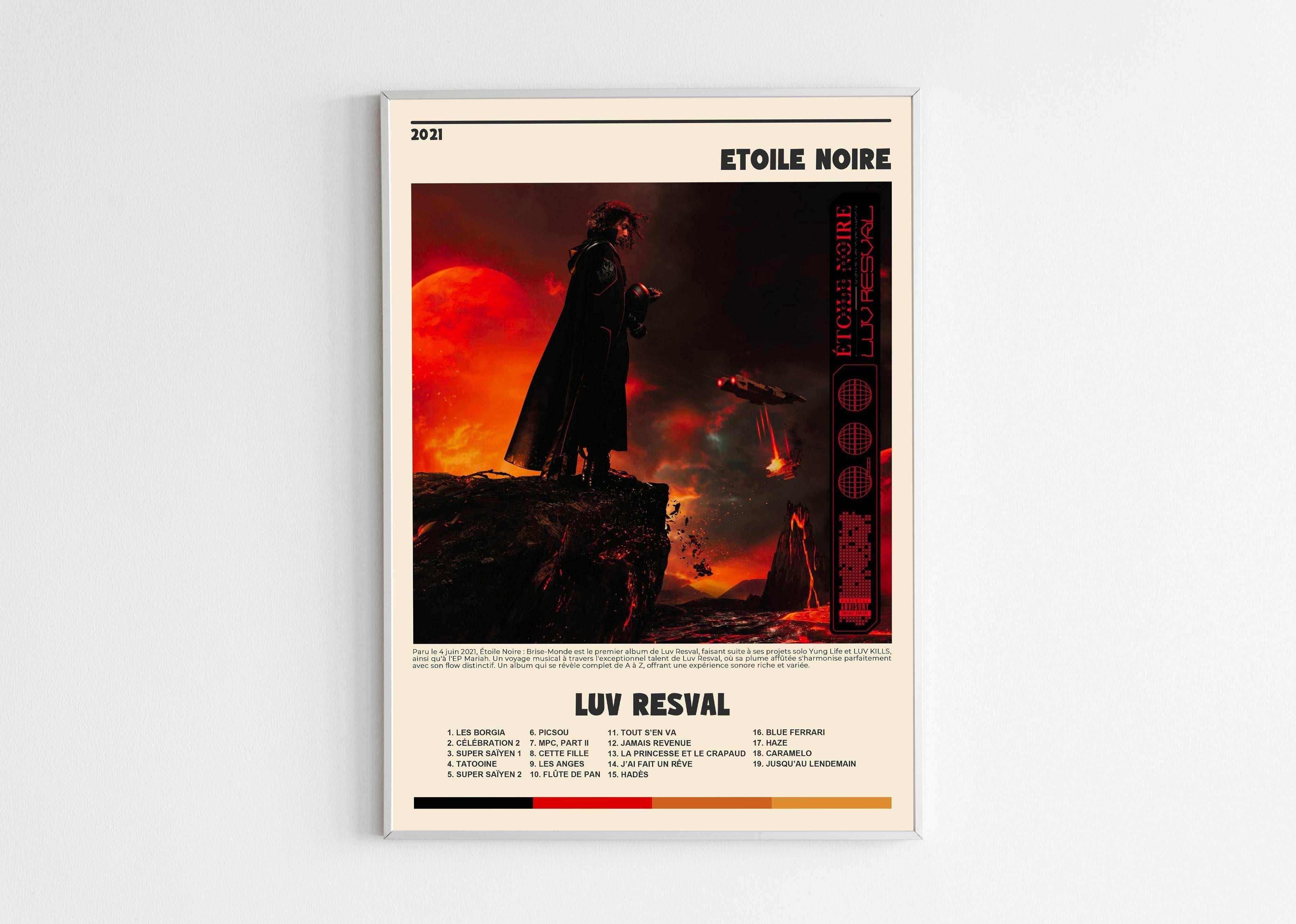 Affiche Etoile Noire 2021 sur fond rouge et noir, fait en France, livraison 48h, cadeau idéal Noël