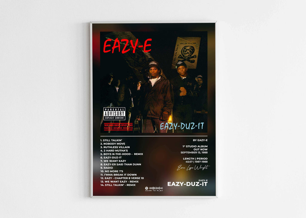 Affiche album Eazy-E avec groupe, fait en France, livraison gratuite 48h, cadeau idéal Noël