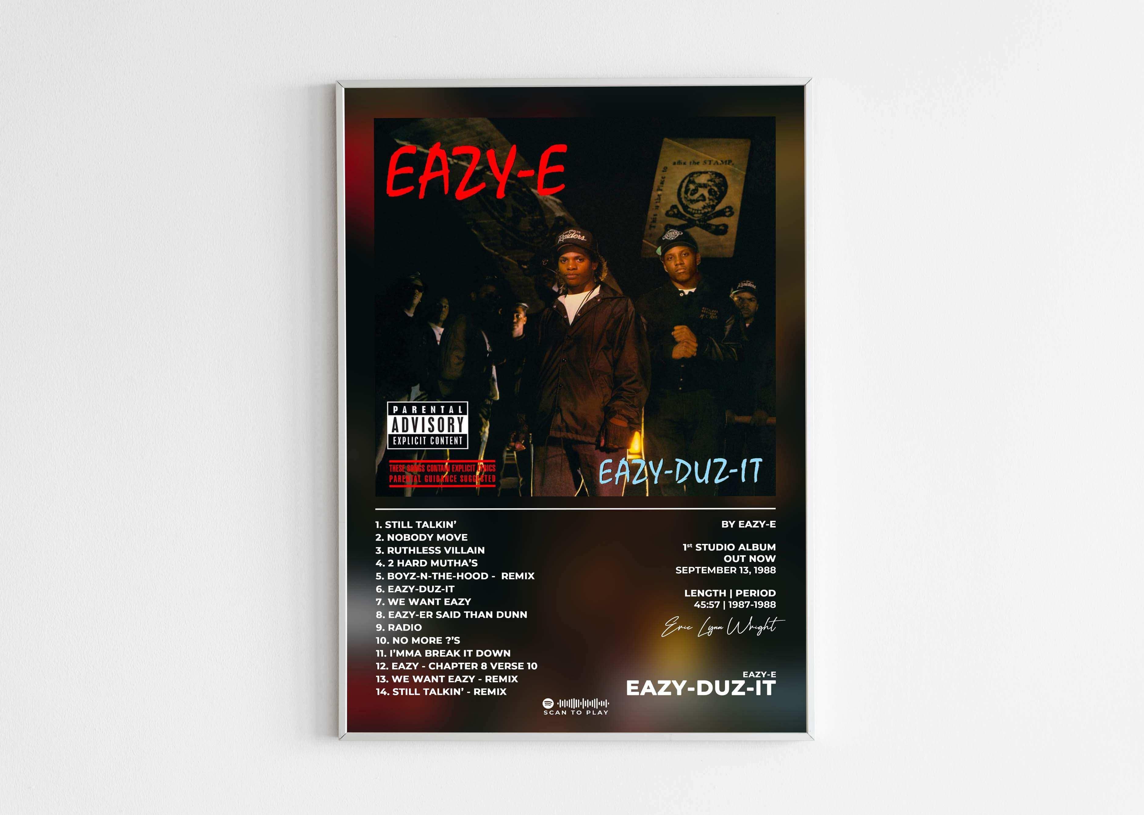 Affiche album Eazy-E avec groupe, fait en France, livraison gratuite 48h, cadeau idéal Noël