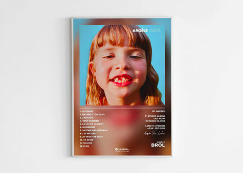 Affiche album Angèle Brol, visage d'enfant, fait en France, livraison 48h offerte, cadeau Noël idéal