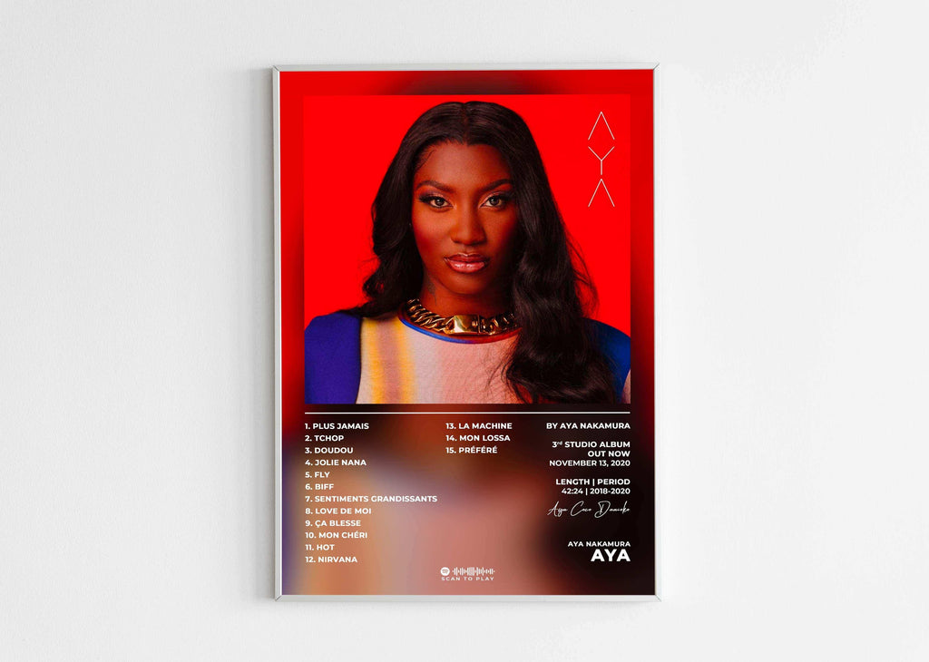 Affiche portrait femme sur fond rouge, fait en France, livraison gratuite 48h, cadeau idéal Noël