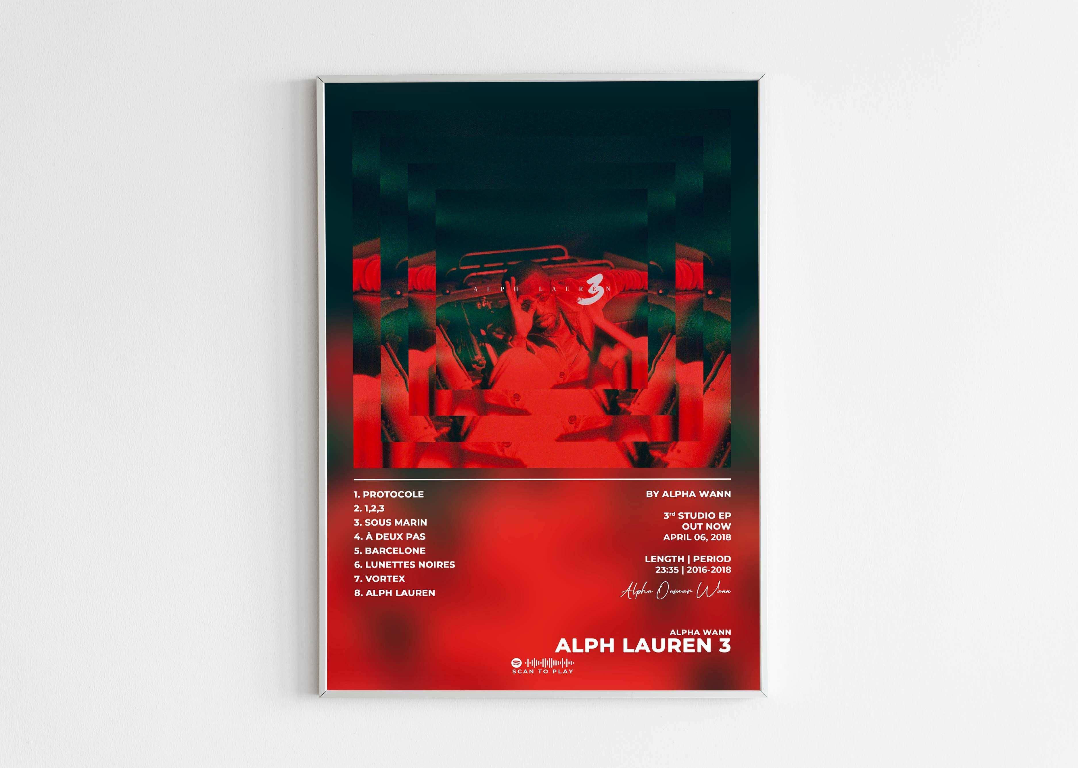 Affiche murale rouge et noire ALPH LAUREN 3, fait en France, livraison gratuite 48h, cadeau idéal Noël.