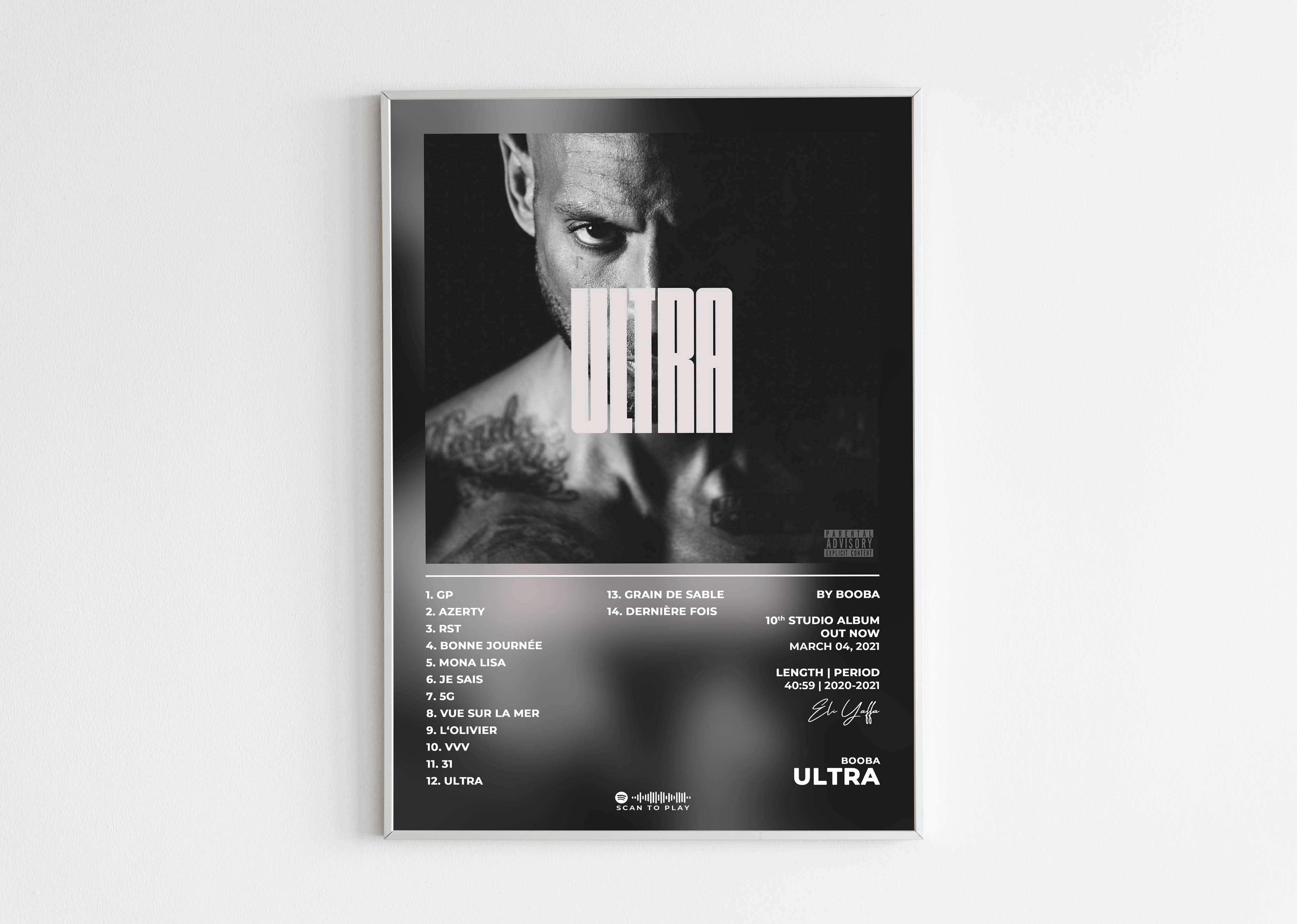 Affiche album Ultra accrochée au mur, fait en France, livraison gratuite 48h, cadeau idéal Noël