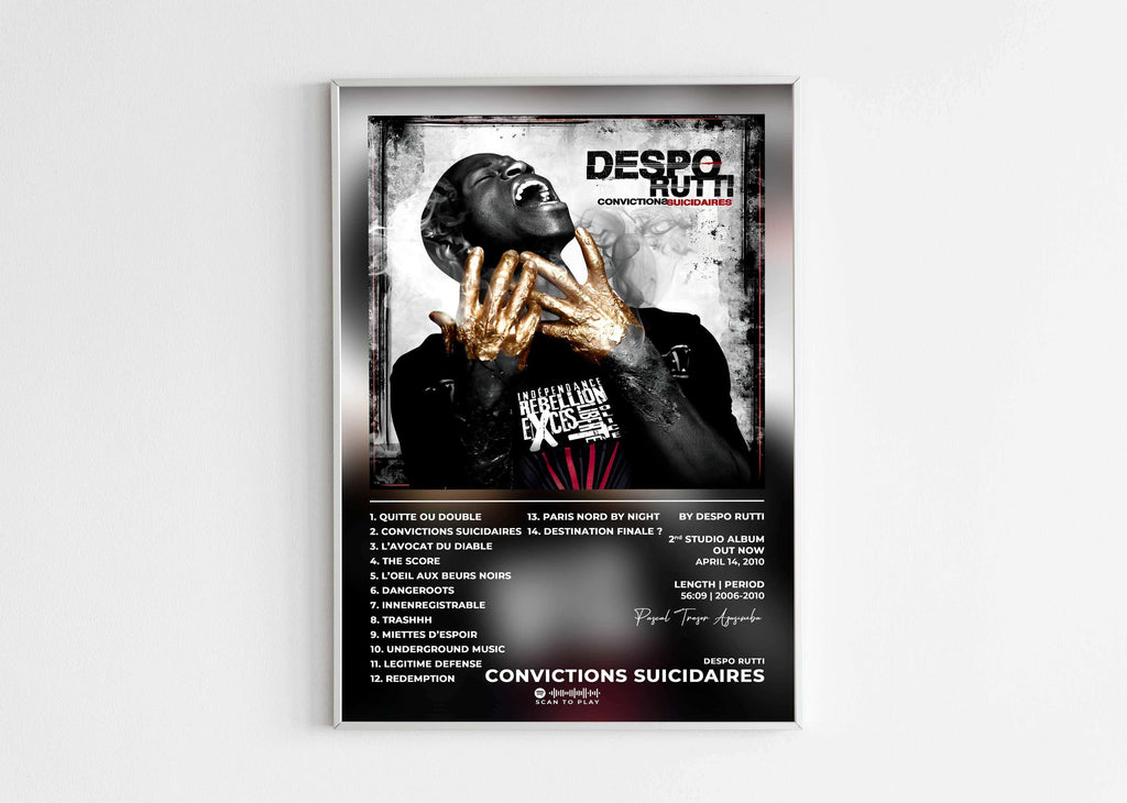 Affiche d’album Despo Rutti Convictions Suicidaires, fait en France, livraison gratuite 48h, cadeau idéal pour Noël