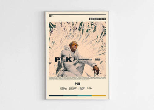 Affiche PLK Tenebreux sur fond clair, fait en France, livraison gratuite 48h, cadeau idéal Noël