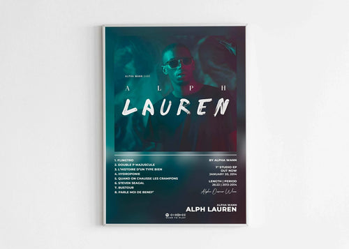 Affiche murale Alph Lauren avec portrait d’homme, fait en France, livraison gratuite 48h, cadeau Noël idéal