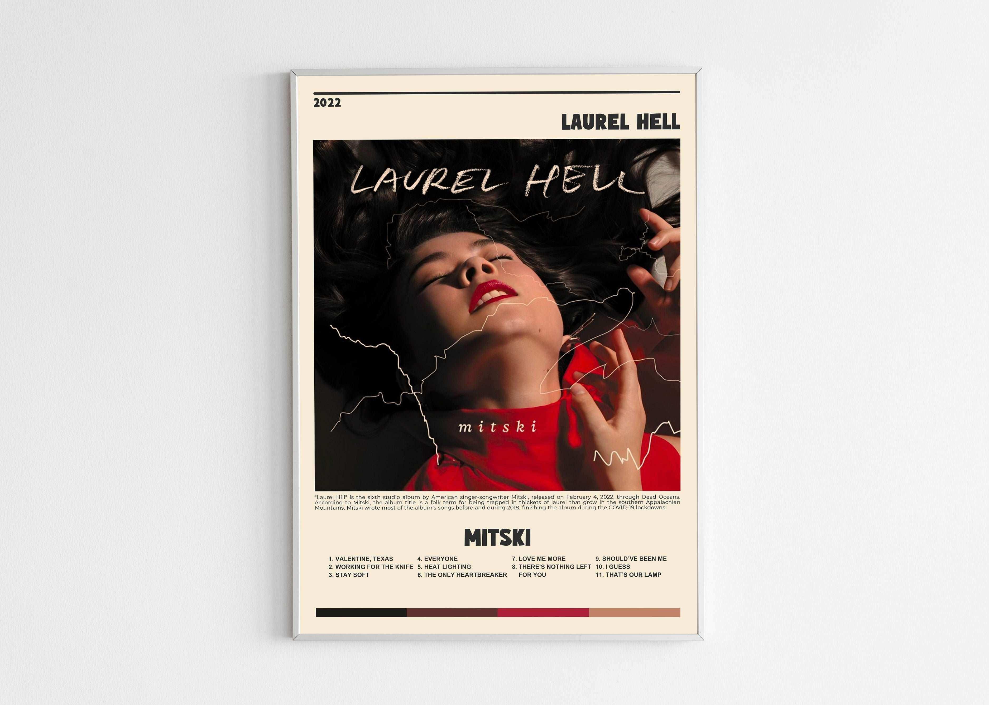 Affiche Mitski Laurel Hell, portrait femme, fait en France, livraison 48h gratuite, cadeau Noël idéal