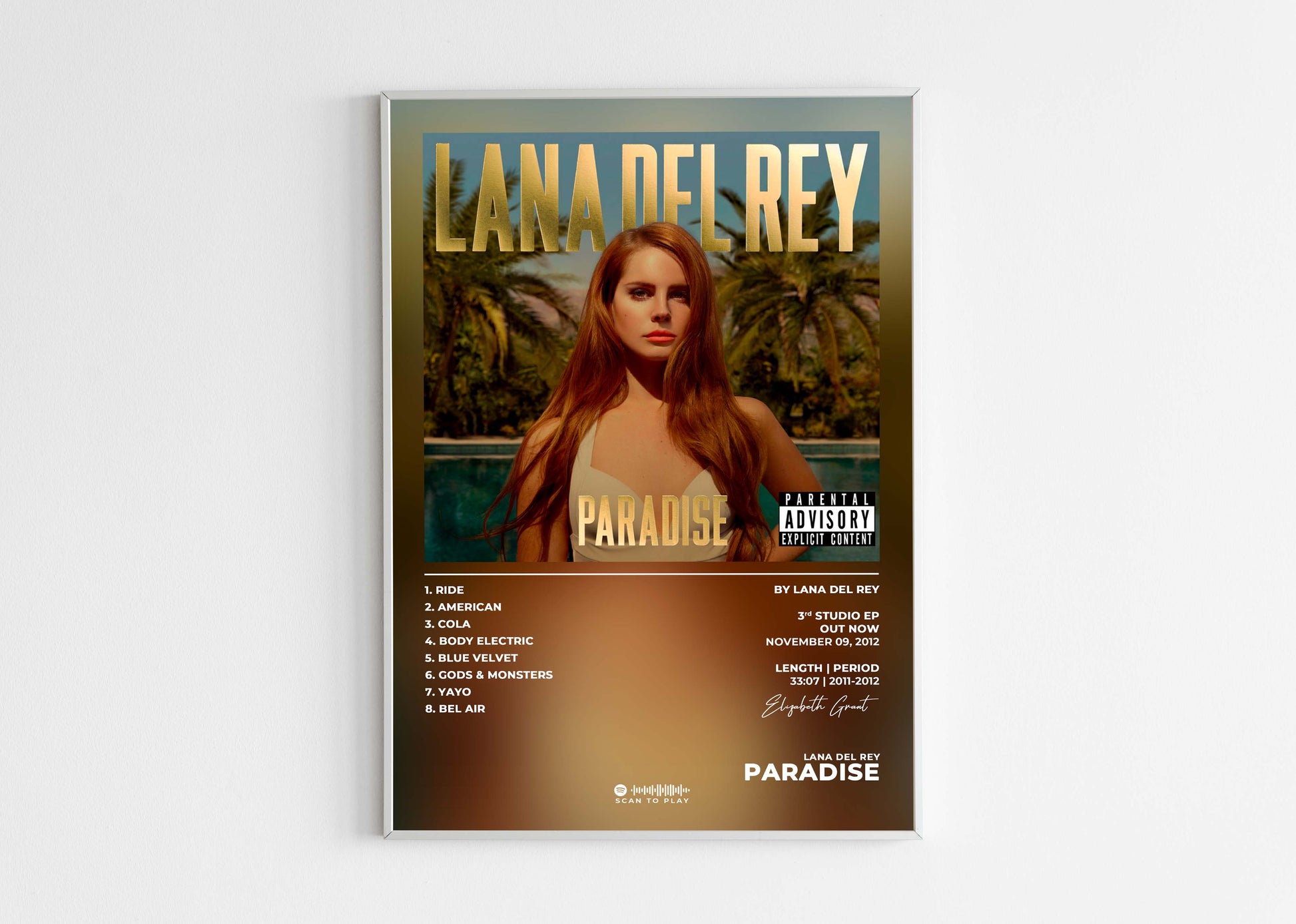 Paradise Lana Del Rey Poster Backyard