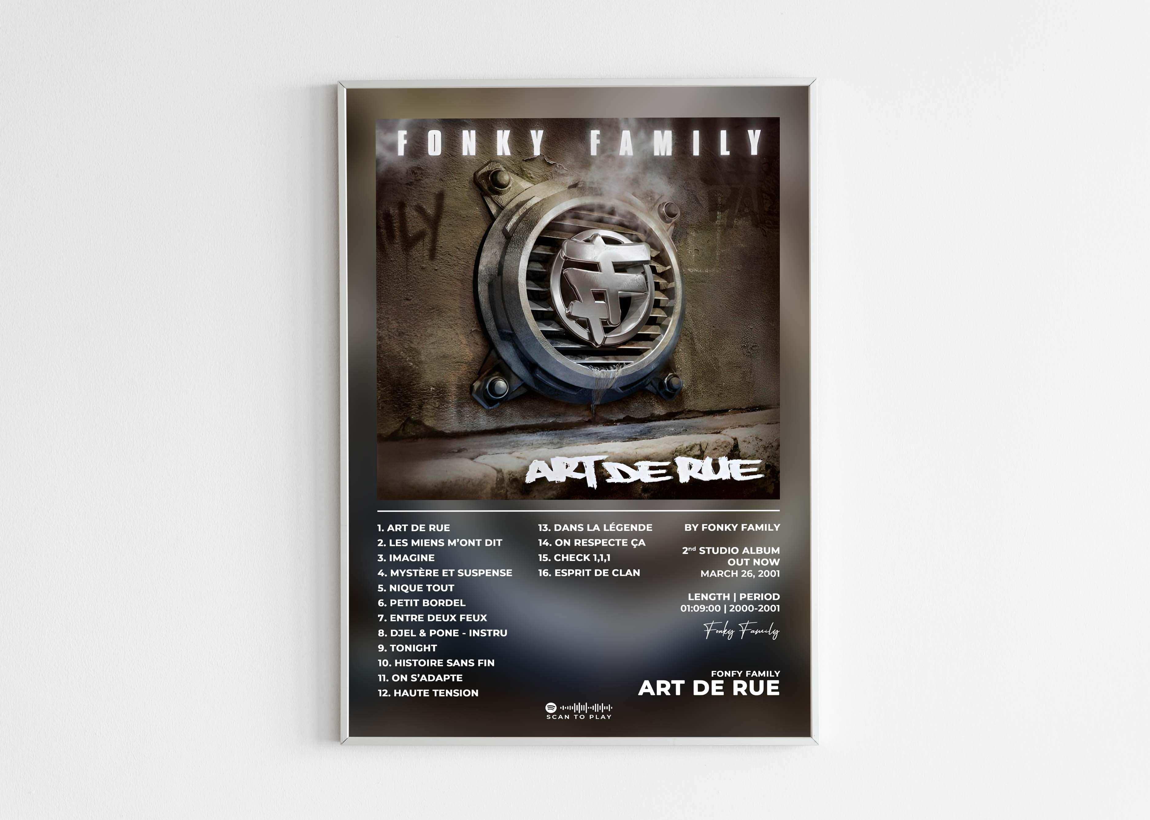 Affiche album Fonky Family Art de Rue, fait en France, livraison gratuite 48h, cadeau de Noël idéal