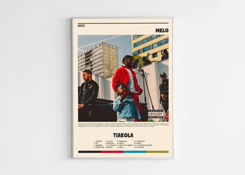 Affiche album Tiakola avec rappeurs en extérieur, fait en France, livraison 48h gratuite, cadeau Noël