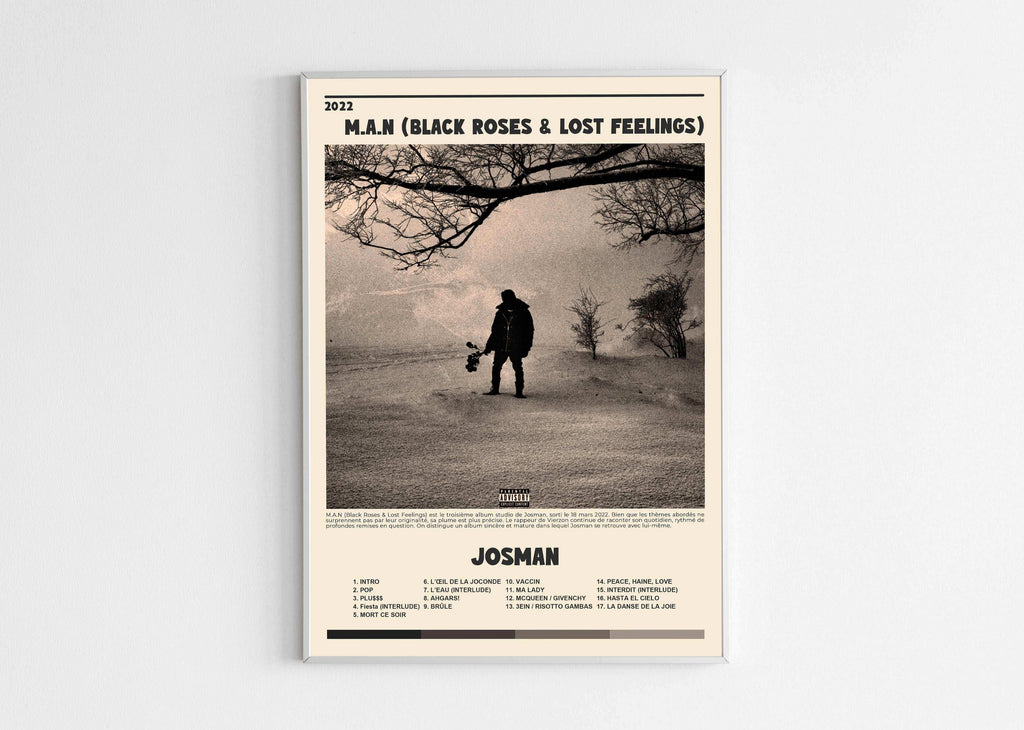 Affiche album Josman M.A.N, homme debout paysage hivernal, fait en France, livraison 48h gratuite, cadeau idéal Noël