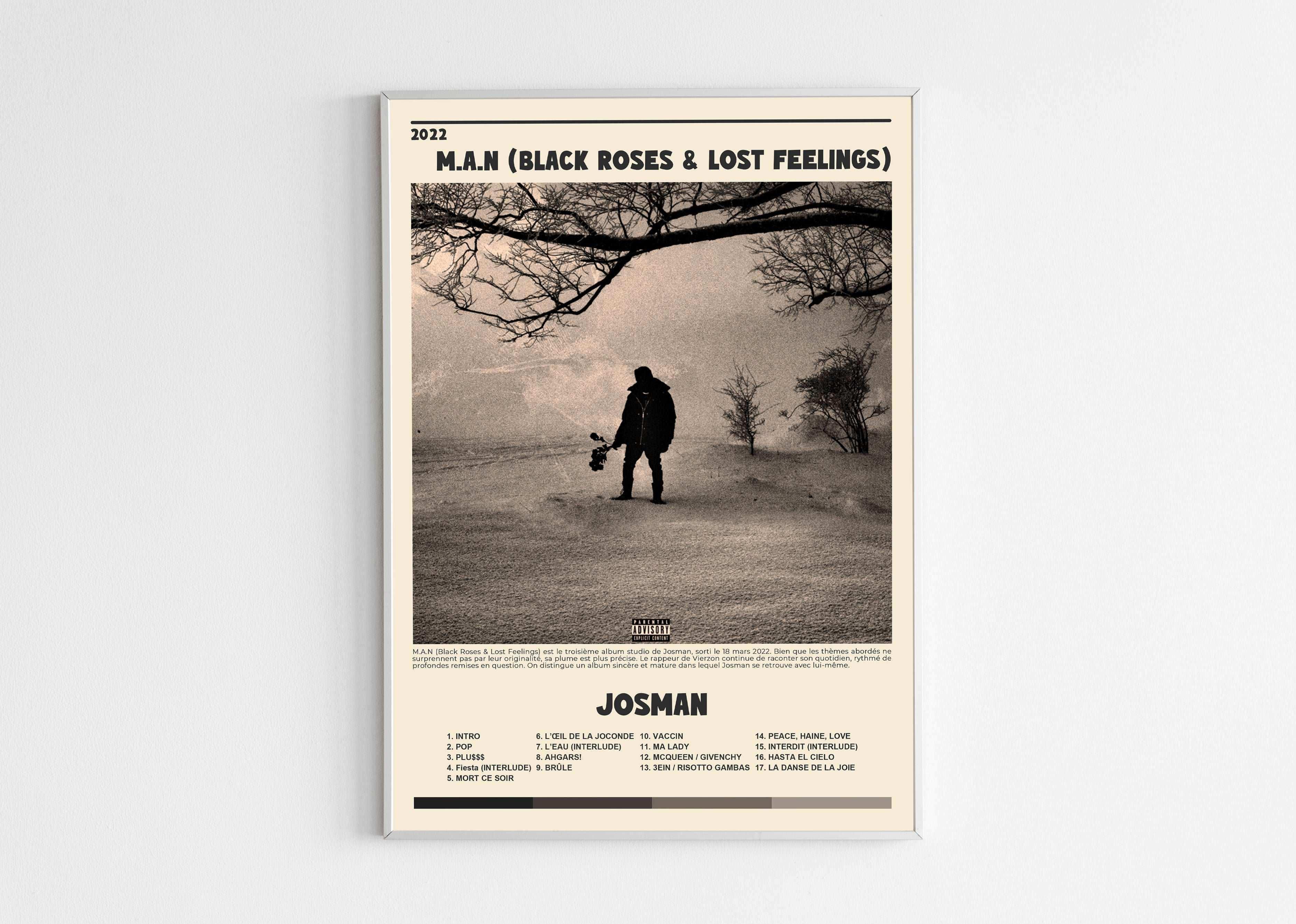 Affiche album Josman M.A.N, homme debout paysage hivernal, fait en France, livraison 48h gratuite, cadeau idéal Noël